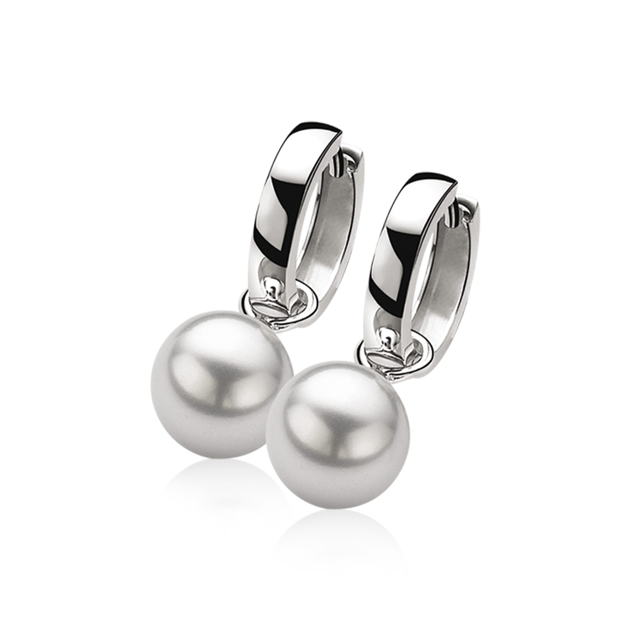 10mm ZINZI Sterling Silver Earrings Pendants Pearl Grey ZICH266LG (excl. hoop earrings)