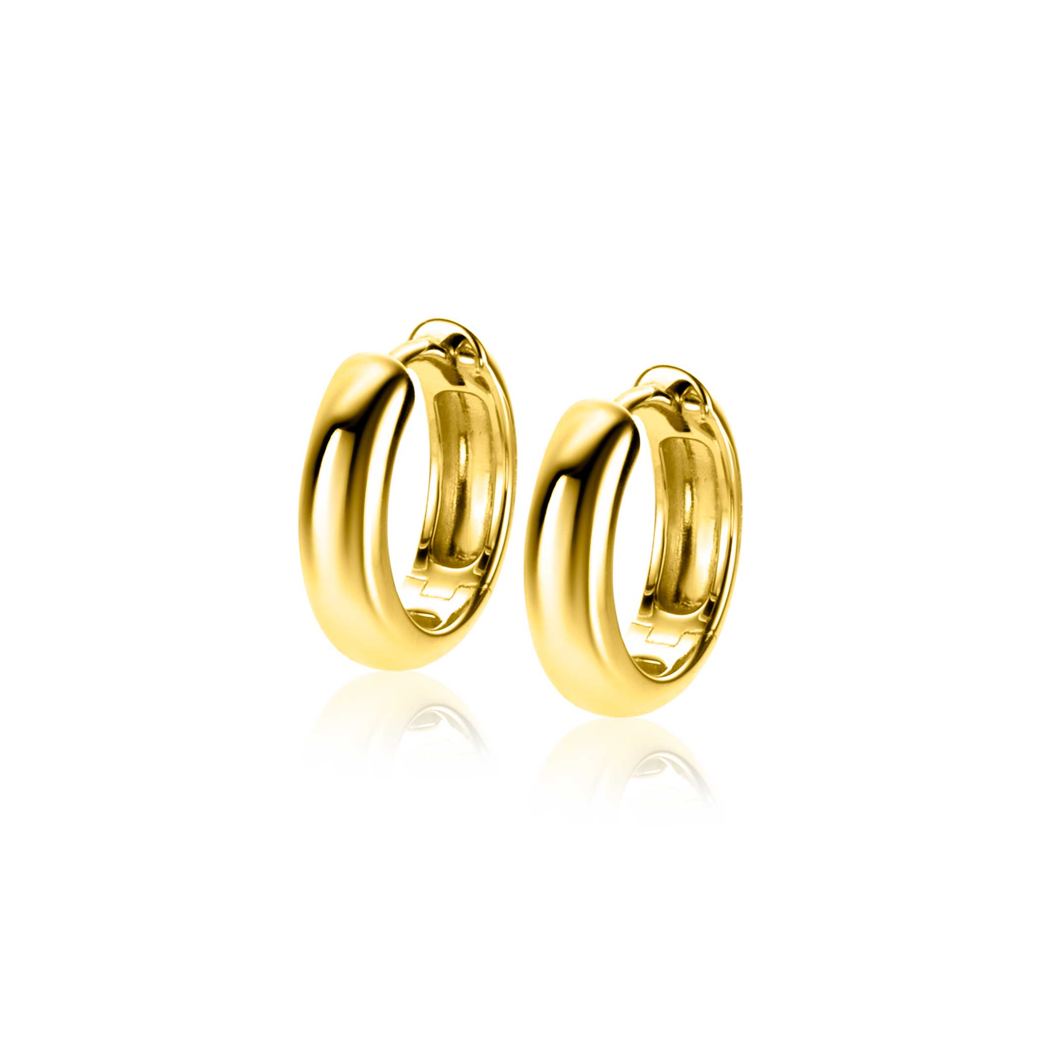 15mm ZINZI Gold Plated Sterling Silver Hoop Earrings tube width 4mm ZIO2565G