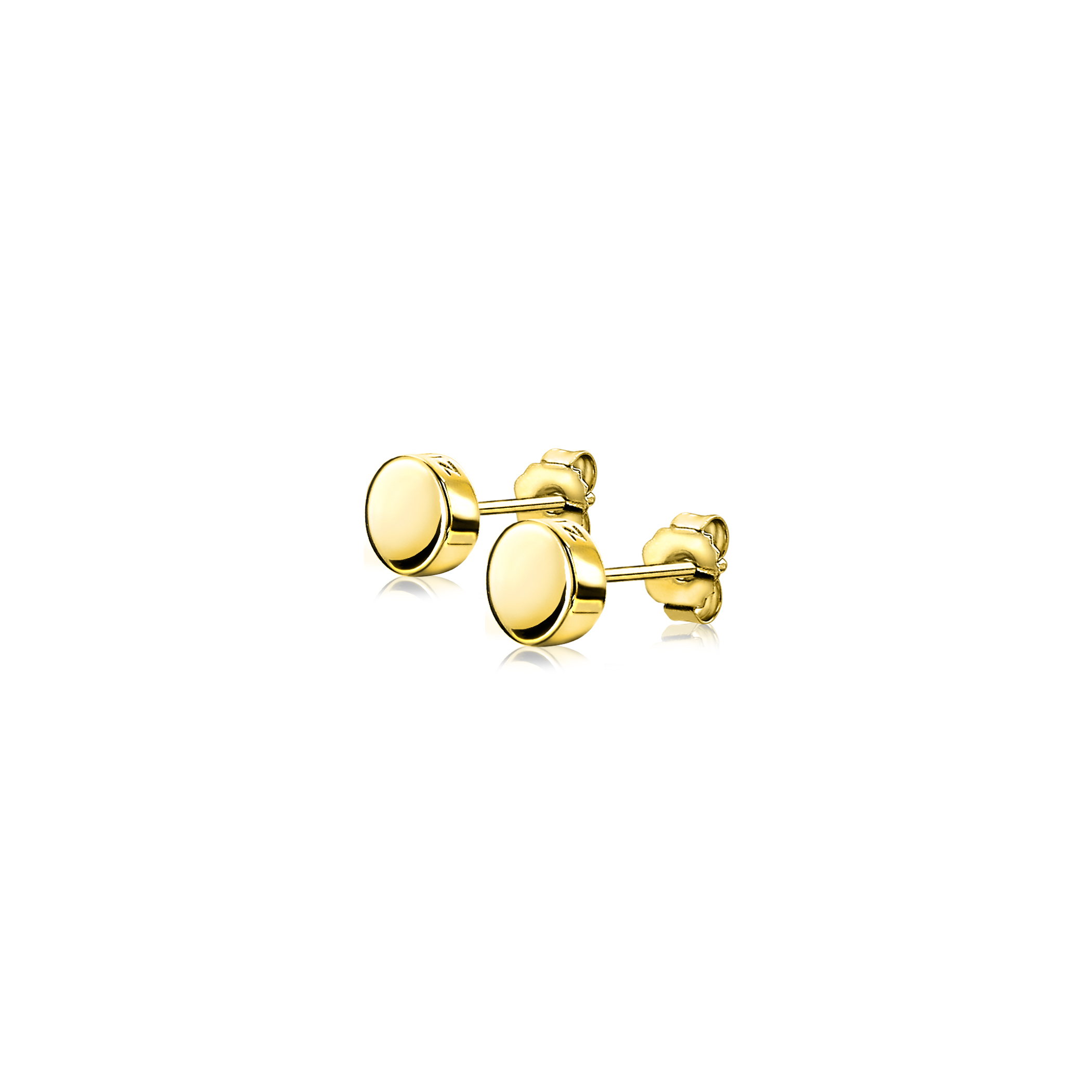 6mm ZINZI Gold Plated Sterling Silver Stud Earrings Shiny Round ZIO1376G