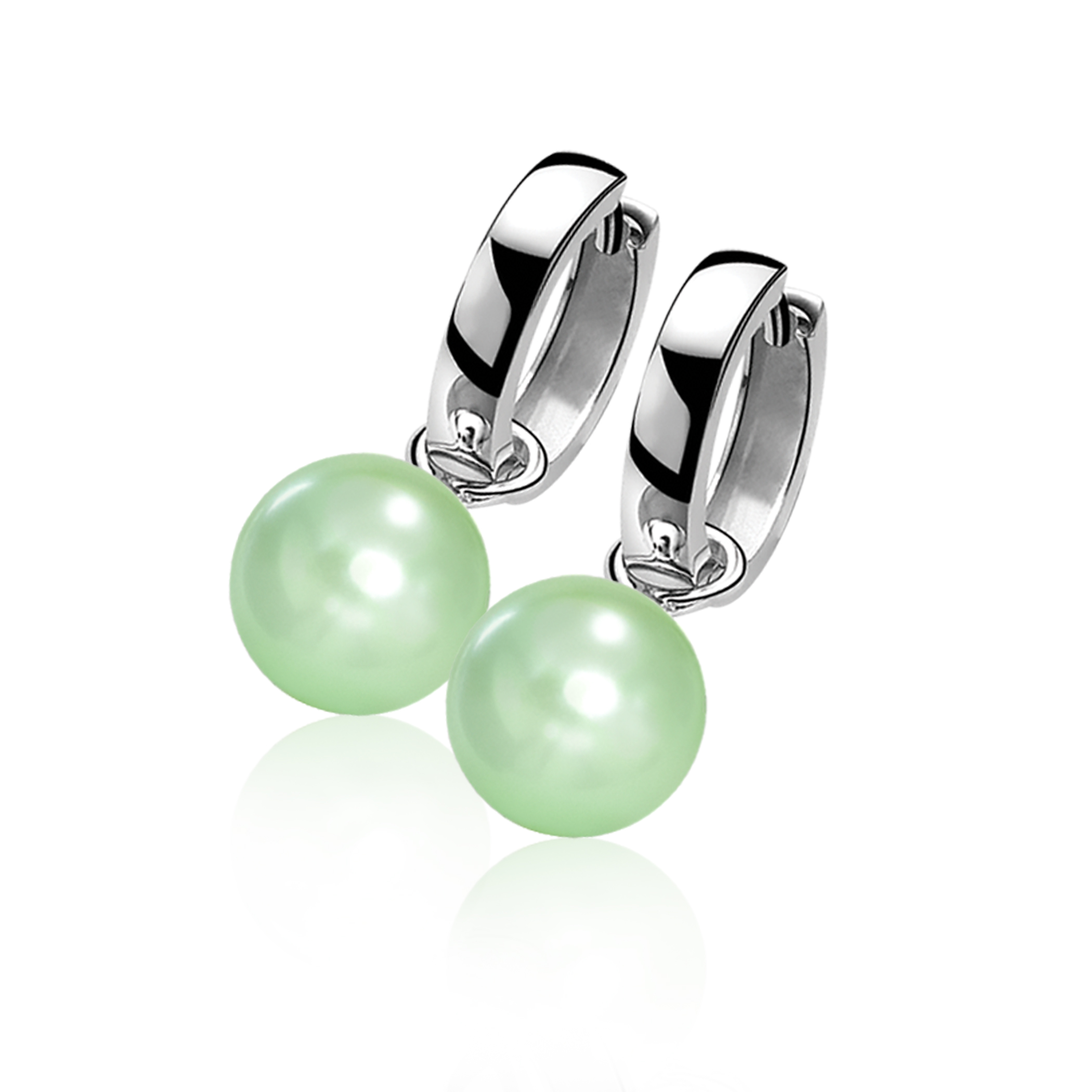 10mm ZINZI Sterling Silver Earrings Pendants Pearl Green ZICH266M (excl. hoop earrings)