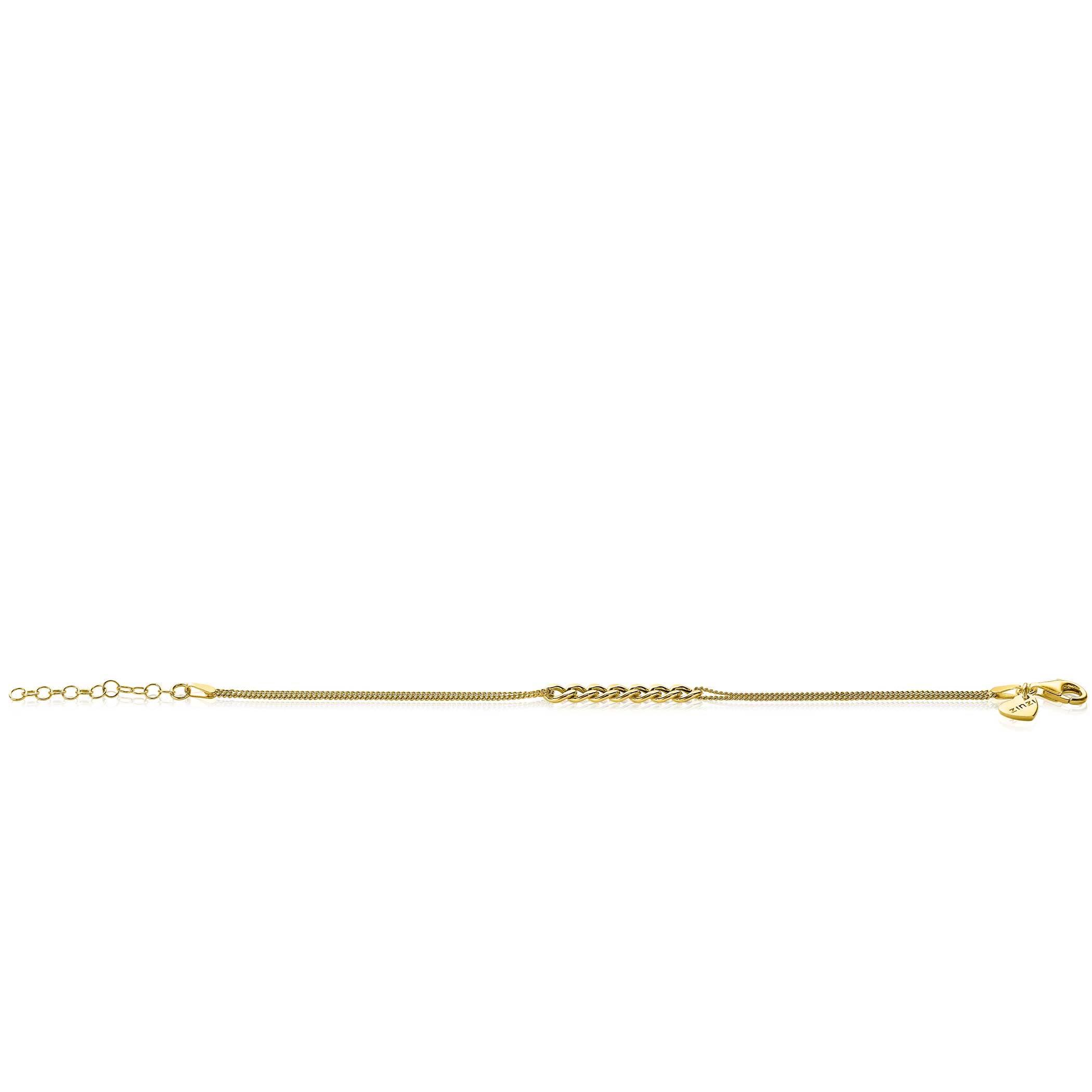 ZINZI Gold Plated Sterling Silver Multi-look Bracelet Curb Chain ZIA2185G