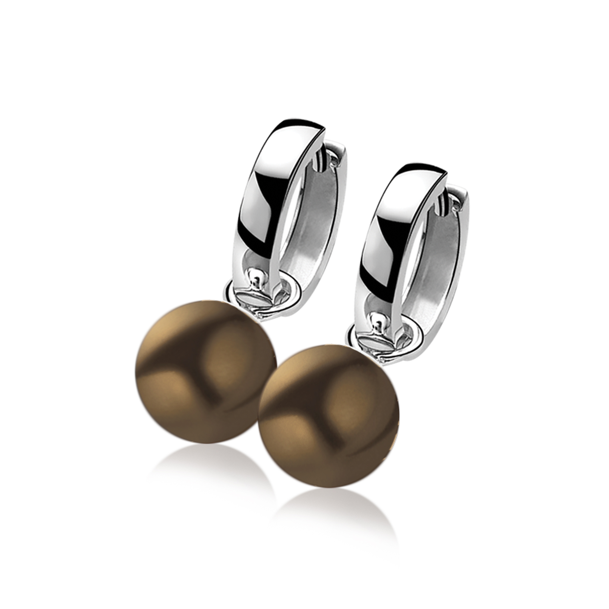 10mm ZINZI Sterling Silver Earrings Pendants Pearl Brown ZICH266BR (excl. hoop earrings)