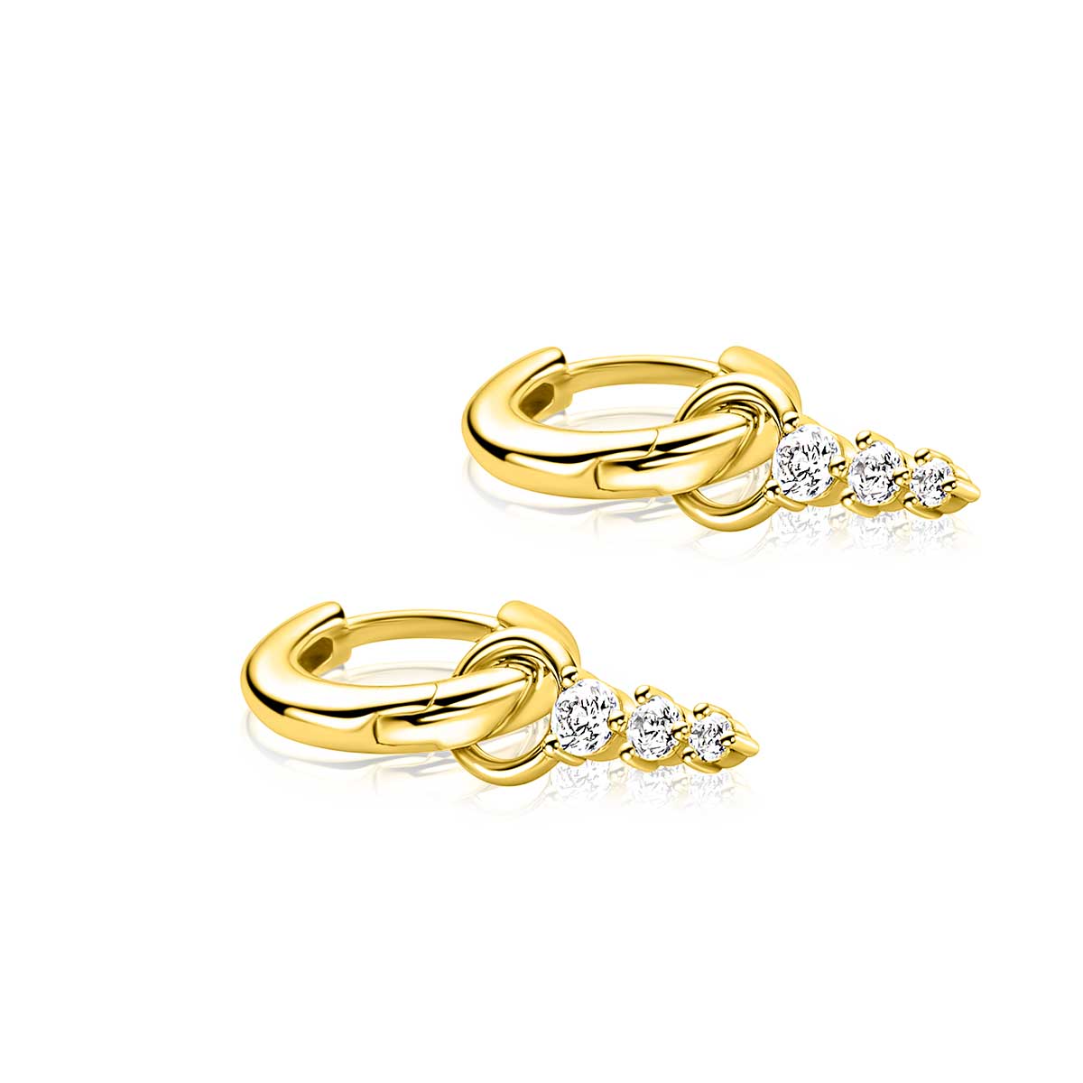 ZINZI zlv. oorbedels gg.verg. 3 zirconia's aflopend