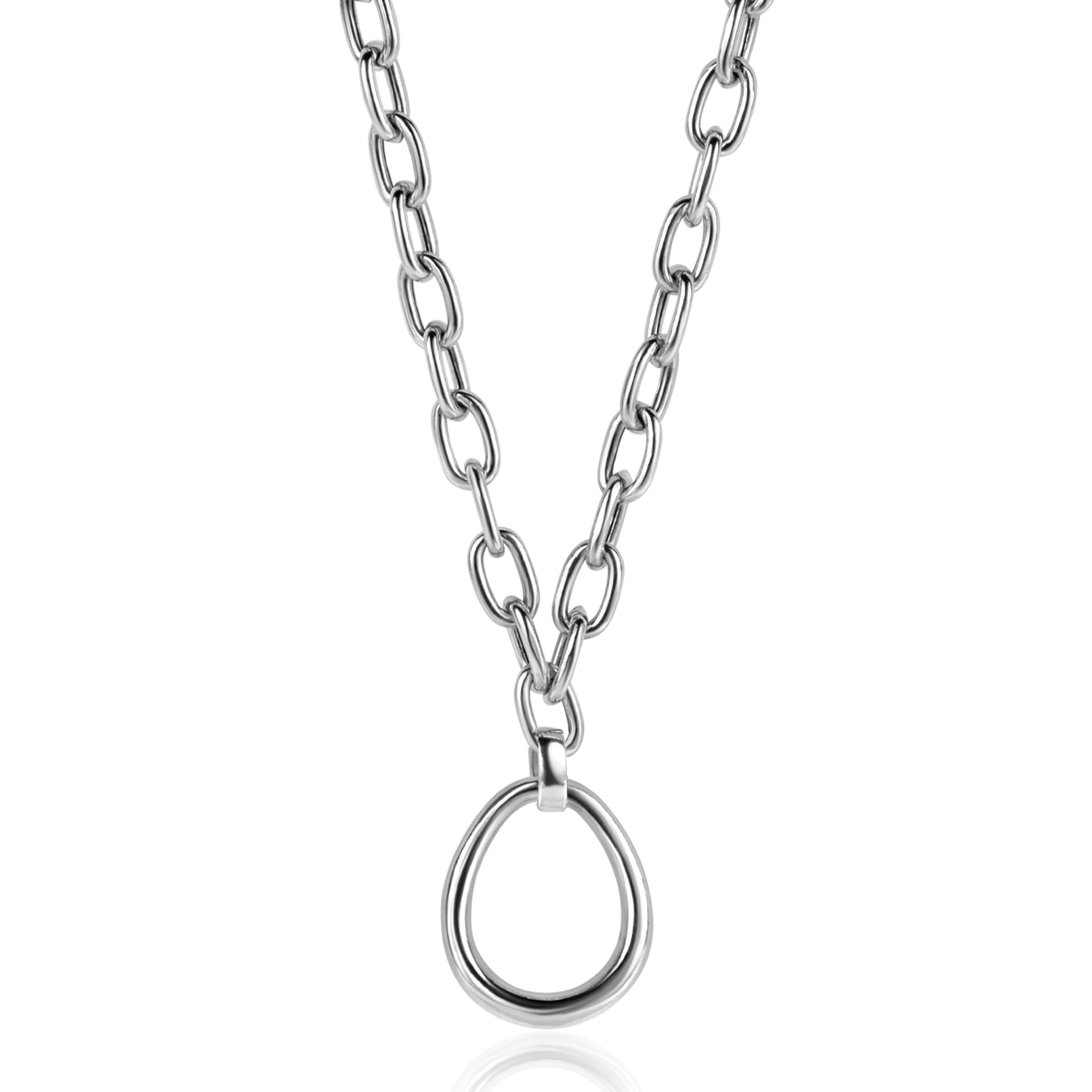 ZINZI Sterling Silver Curb Chain Necklace with Larger Oval Chains 40-45cm ZIC2481