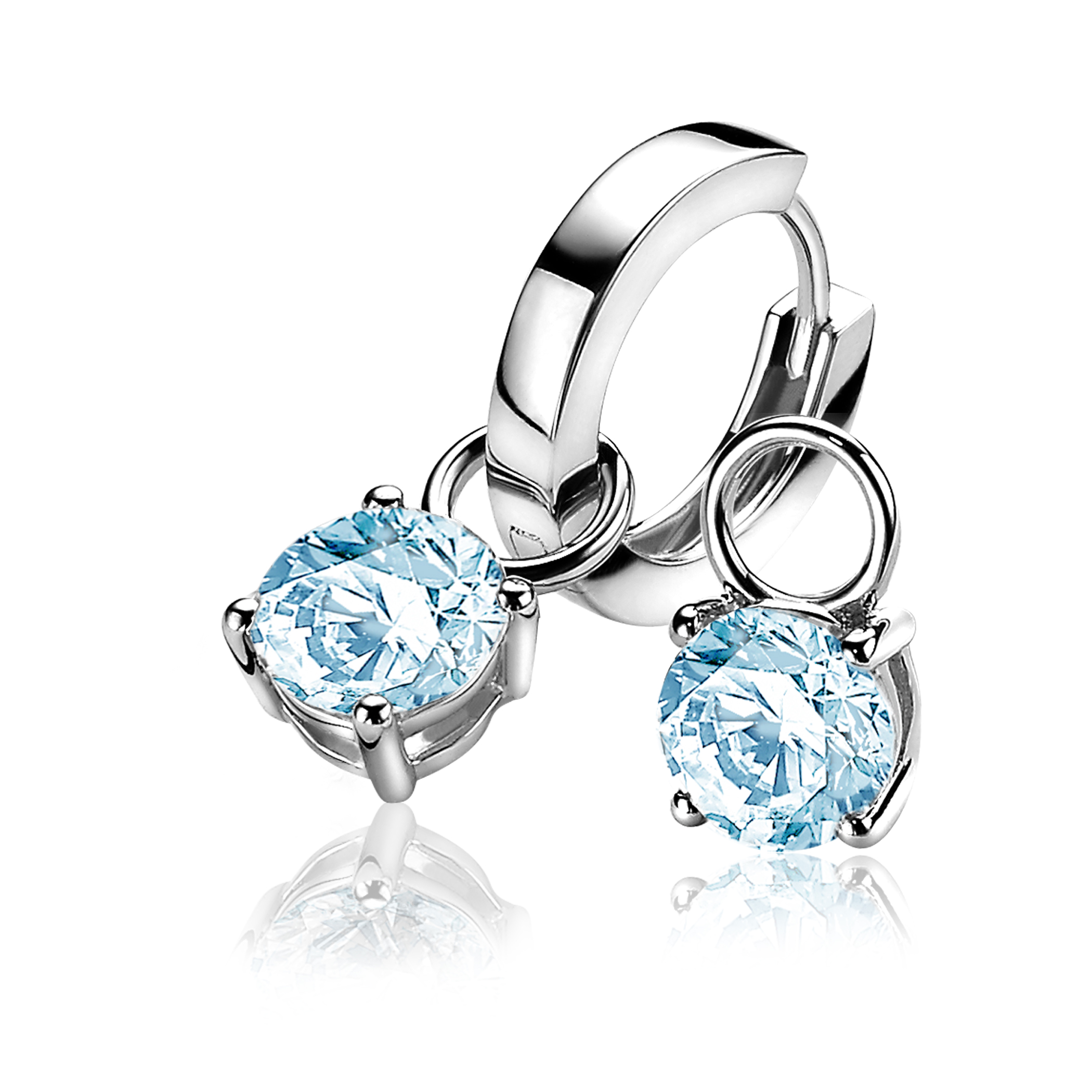 ZINZI Sterling Silver Earrings Pendants Round Blue ZICH1300B (excl. hoop earrings)