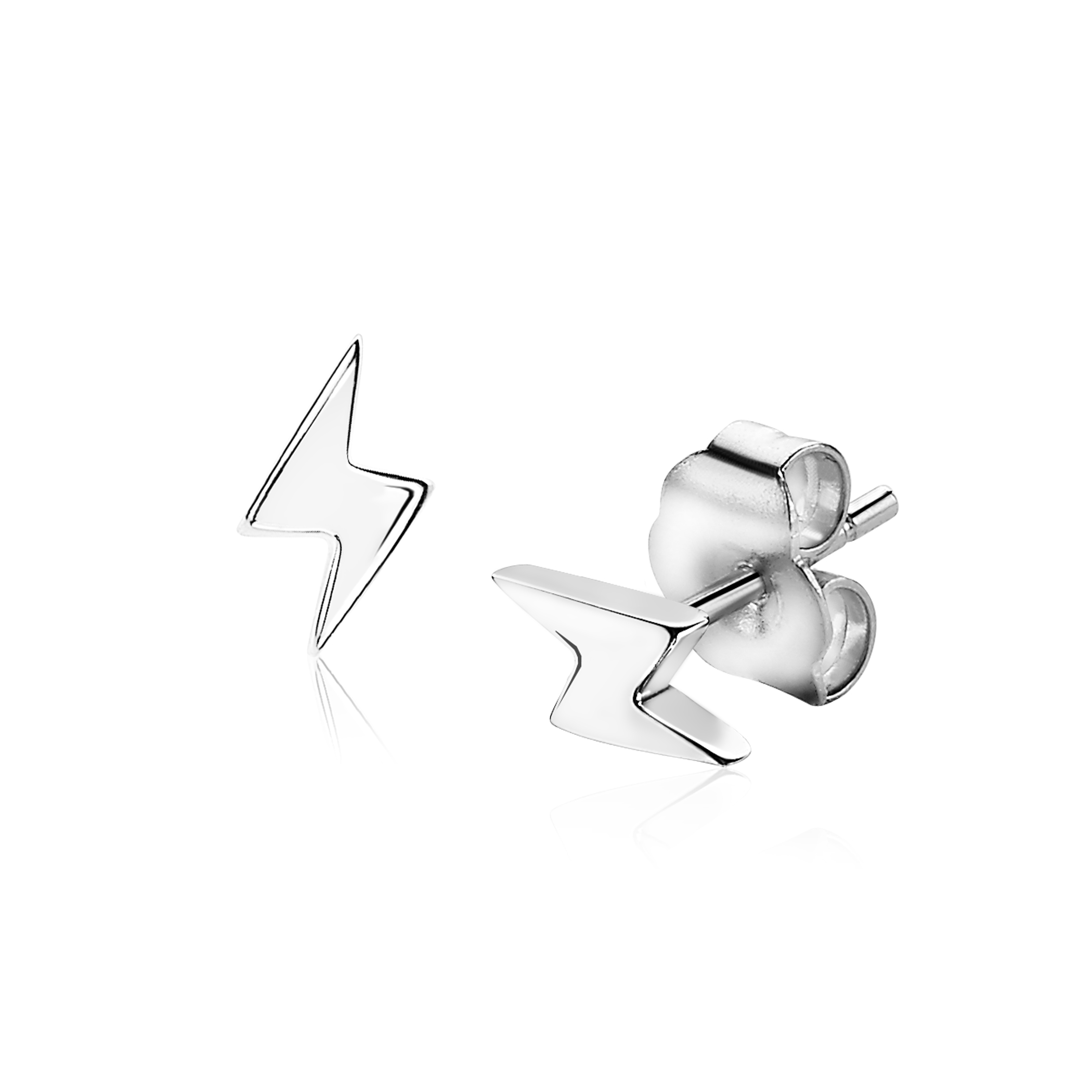 8mm ZINZI Sterling Silver Stud Earrings Bolt of Lightning ZIO1681