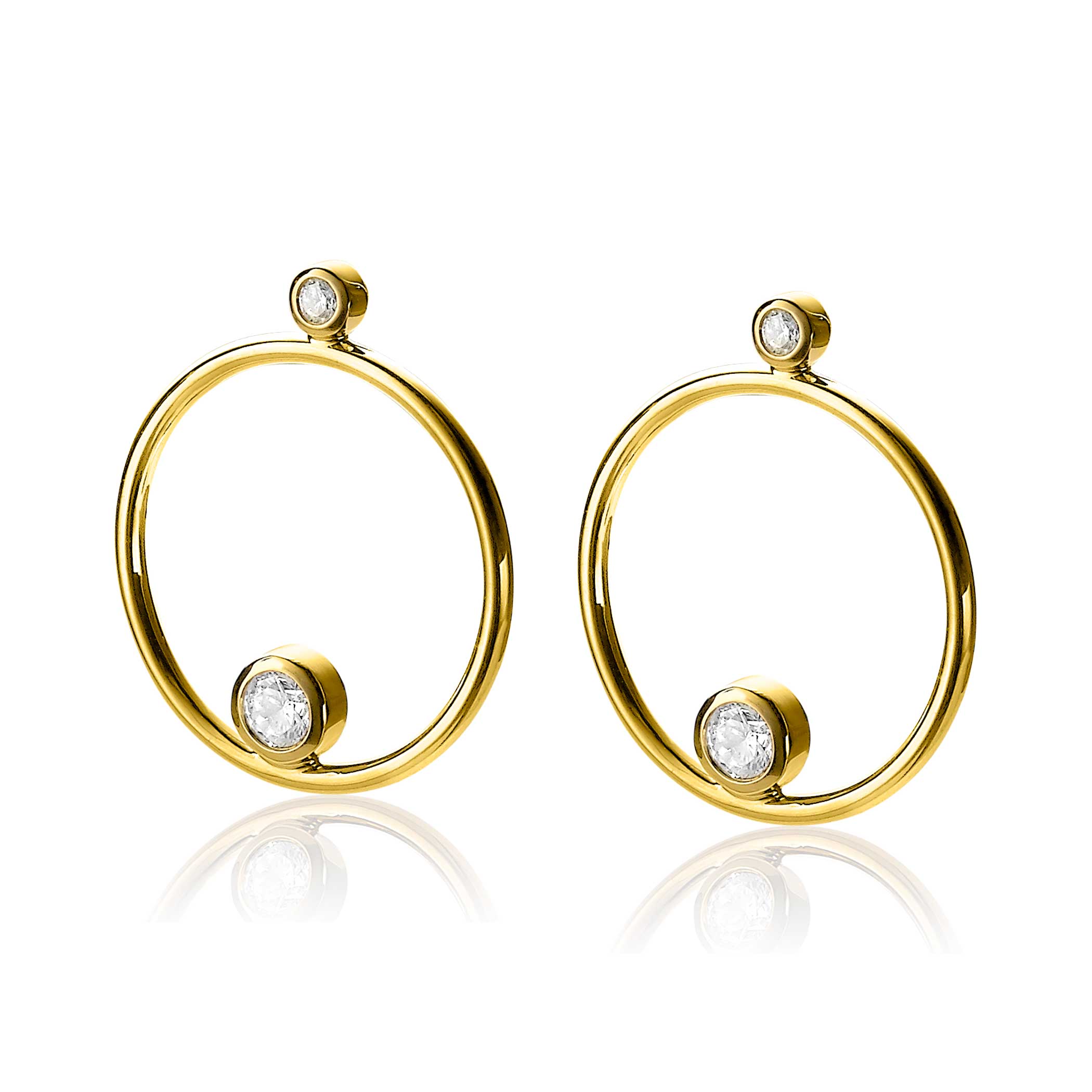20mm ZINZI Gold Plated Sterling Silver Earrings Round White ZIO1897G