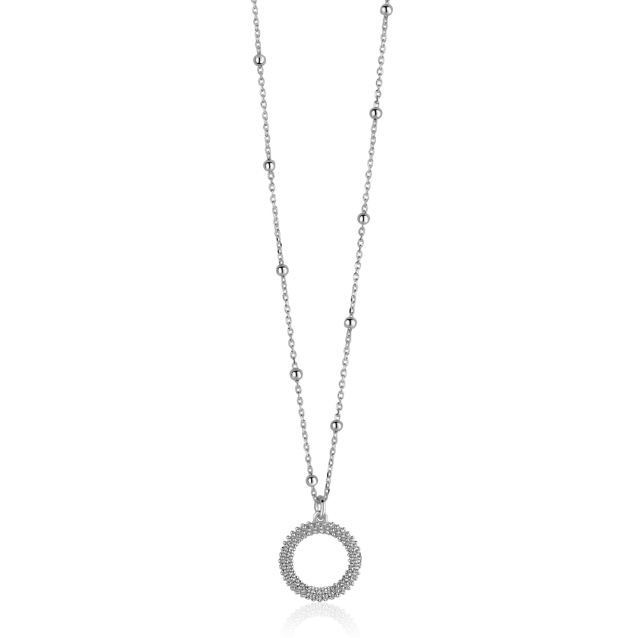 ZINZI zlv. collier met hanger rond open bewerkt