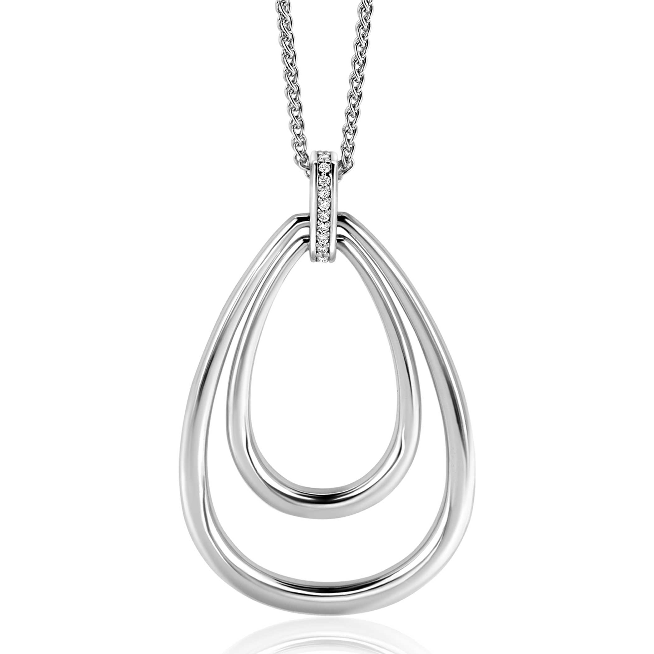 ZINZI Sterling Silver Necklace with Luxurious Oval Pendant (45mm) 70cm ZIC2489