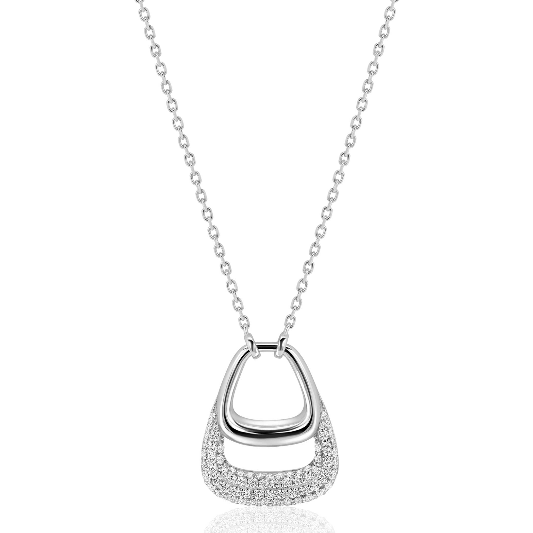 ZINZI zlv. collier met luxe hanger glad en pave zirc.