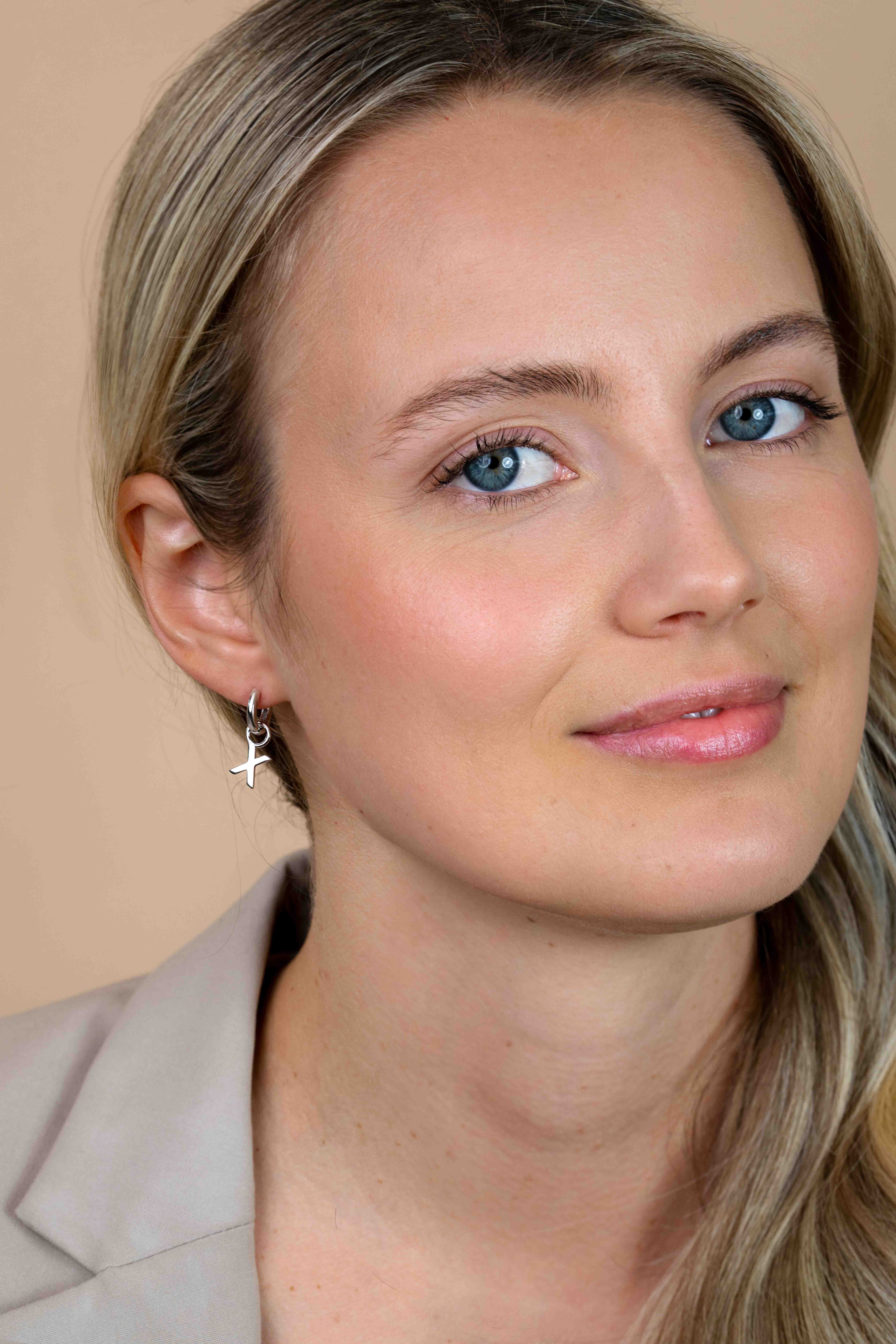 ZINZI Sterling Silver Letter Earrings Pendant X price per piece ZICH2144X (excl. hoop earrings)