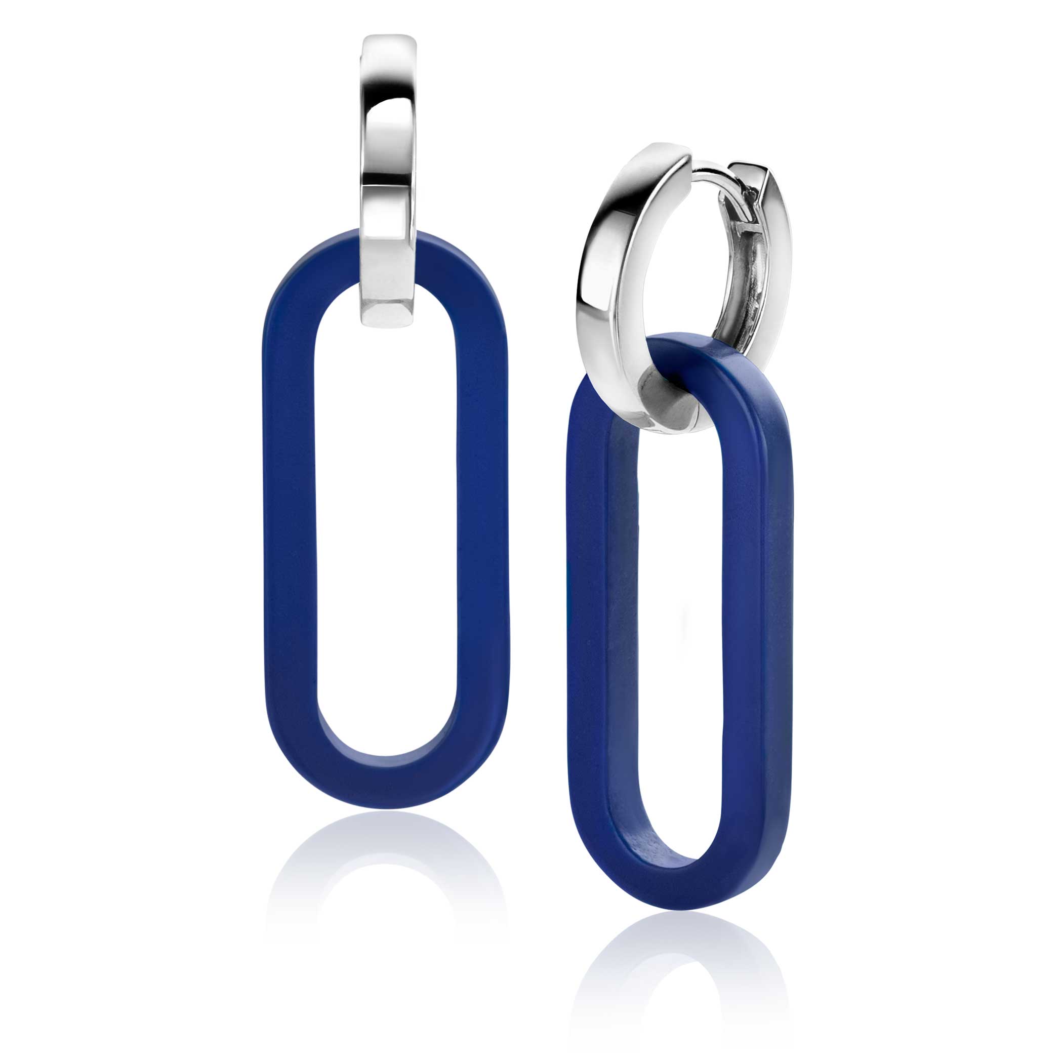 30mm ZINZI Large Oval Earrings Pendants in Trendy Lapis Lazuli Blue ZICH2456L (excl. hoop earrings)