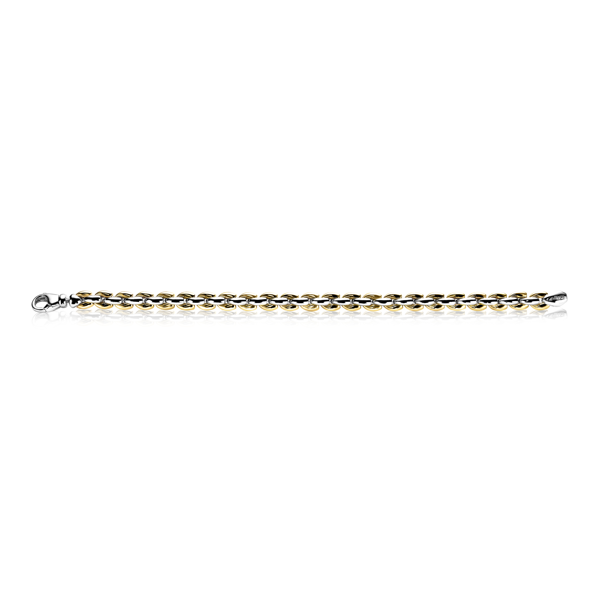 ZINZI Gold Plated Sterling Silver Chain Bracelet width 7mm 19,5cm ZIA1290