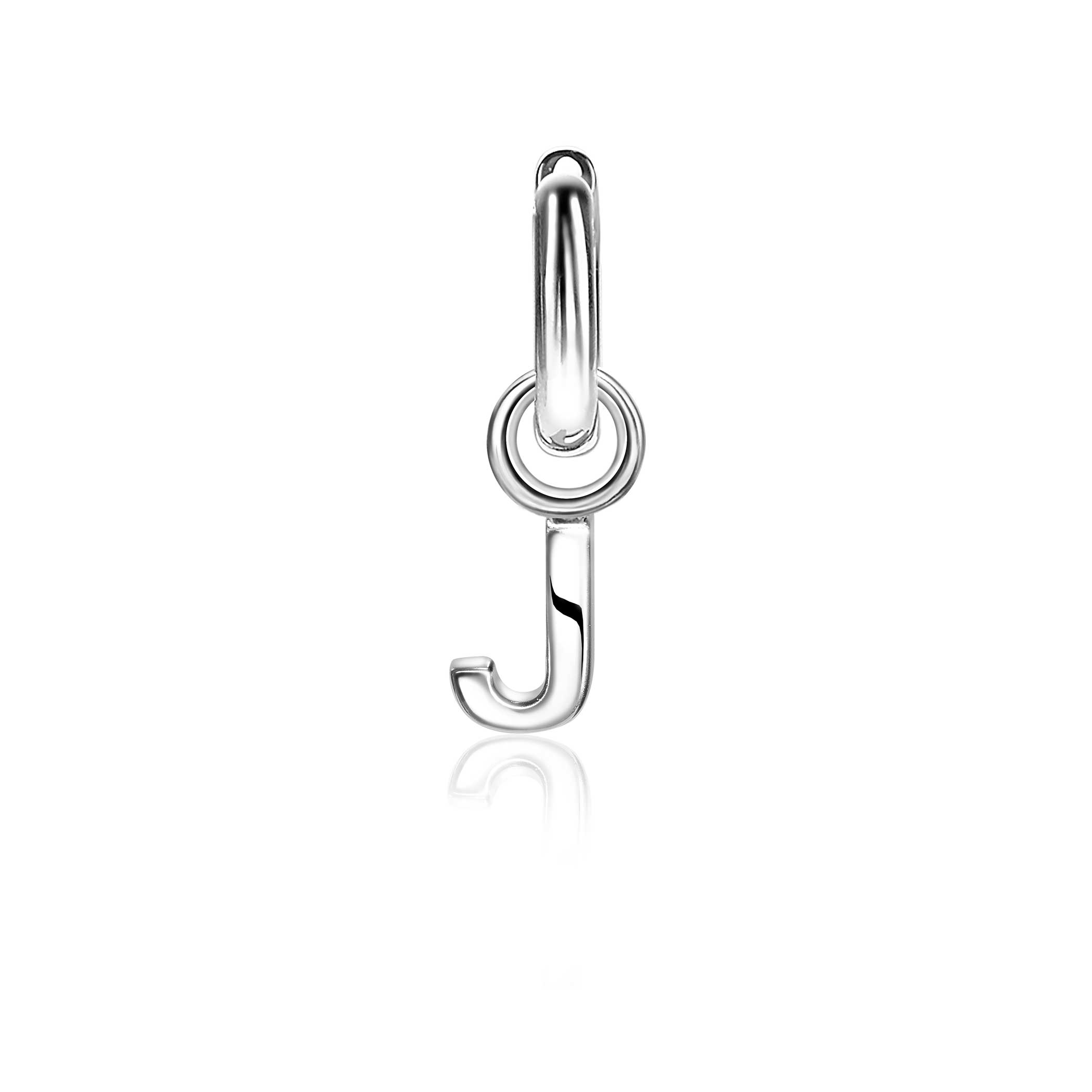 ZINZI Sterling Silver Letter Earrings Pendant J price per piece ZICH2144J (excl. hoop earrings)