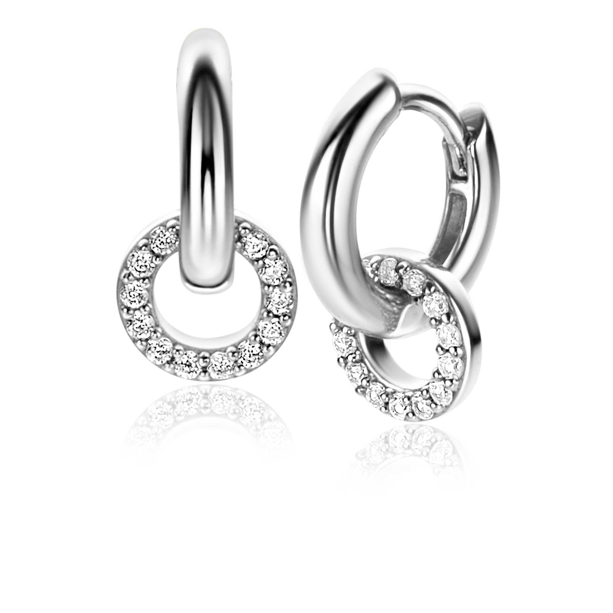 7,5mm ZINZI Sterling Silver Earrings Pendants Round White Zirconias ZICH2550 (excl. hoop earrings)