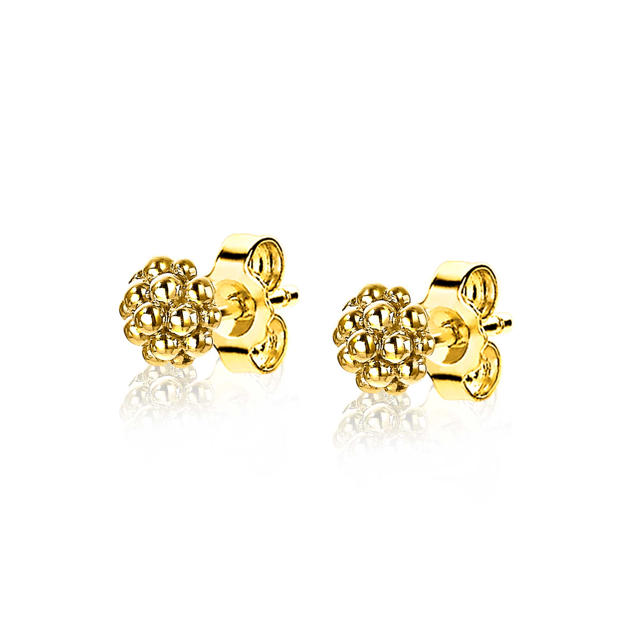 6mm ZINZI Gold Plated Sterling Silver Stud Earrings Beads ZIO1968G