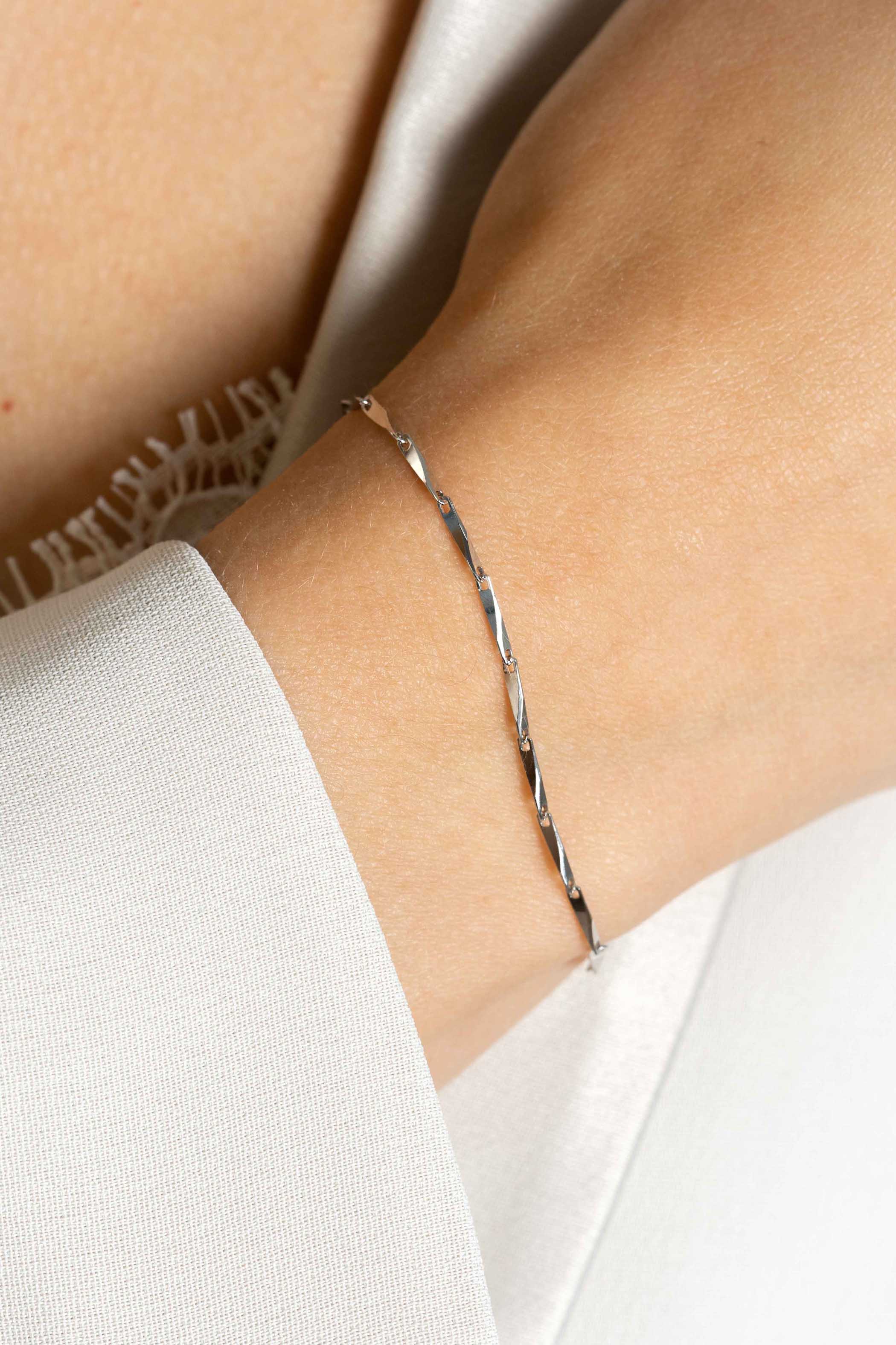 ZINZI Sterling Silver Chain Bracelet with Shiny Arrow-shaped Chains width 1,5mm 17,5-20cm ZIA2414