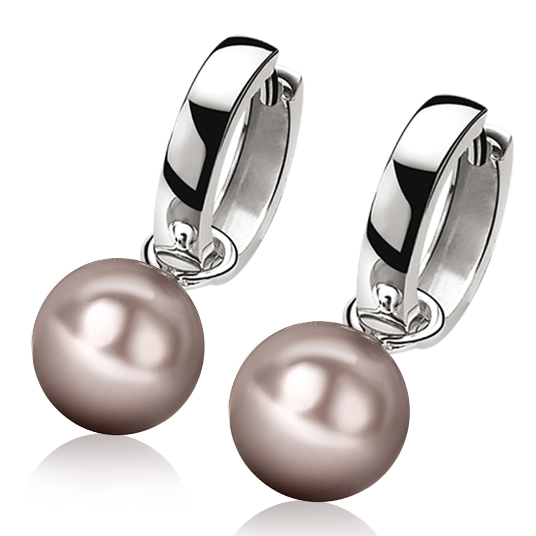 10mm ZINZI Sterling Silver Earrings Pendants Pearl Champagne ZICH266C (excl. hoop earrings)