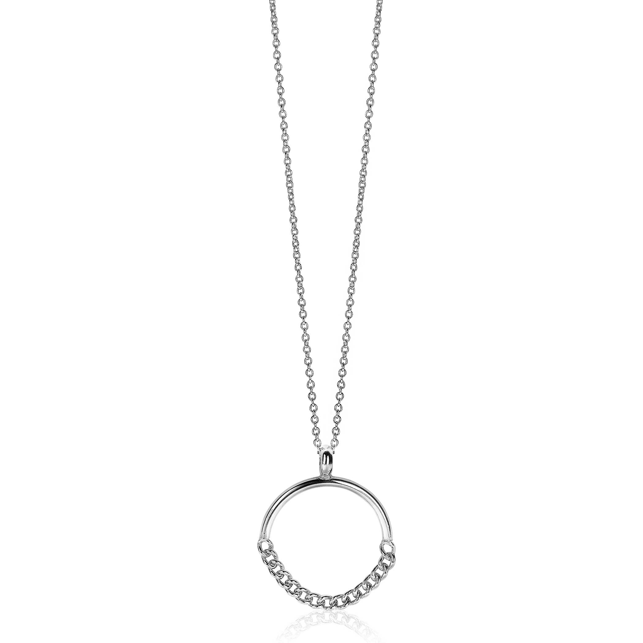 24mm ZINZI Sterling Silver Pendant Open Circle with Curb Chains ZIH2201 (excl. necklace)