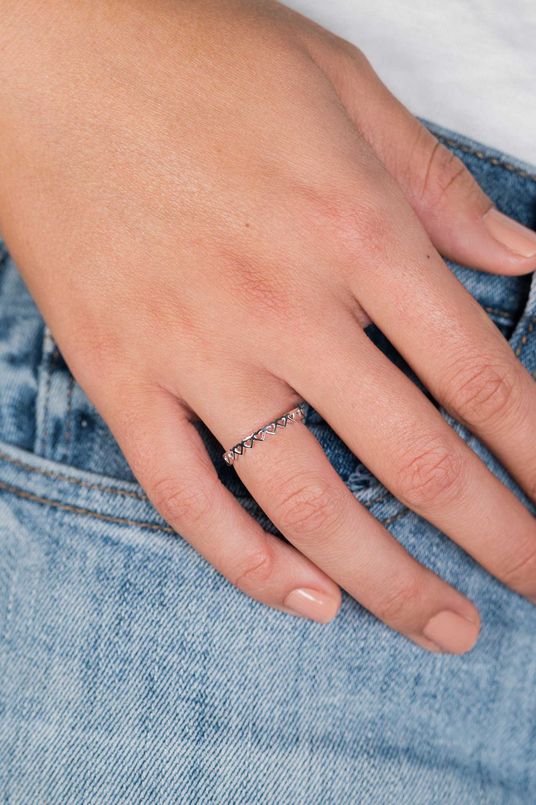 ZINZI Sterling Silver Stackable Ring Open Hearts ZIR1982