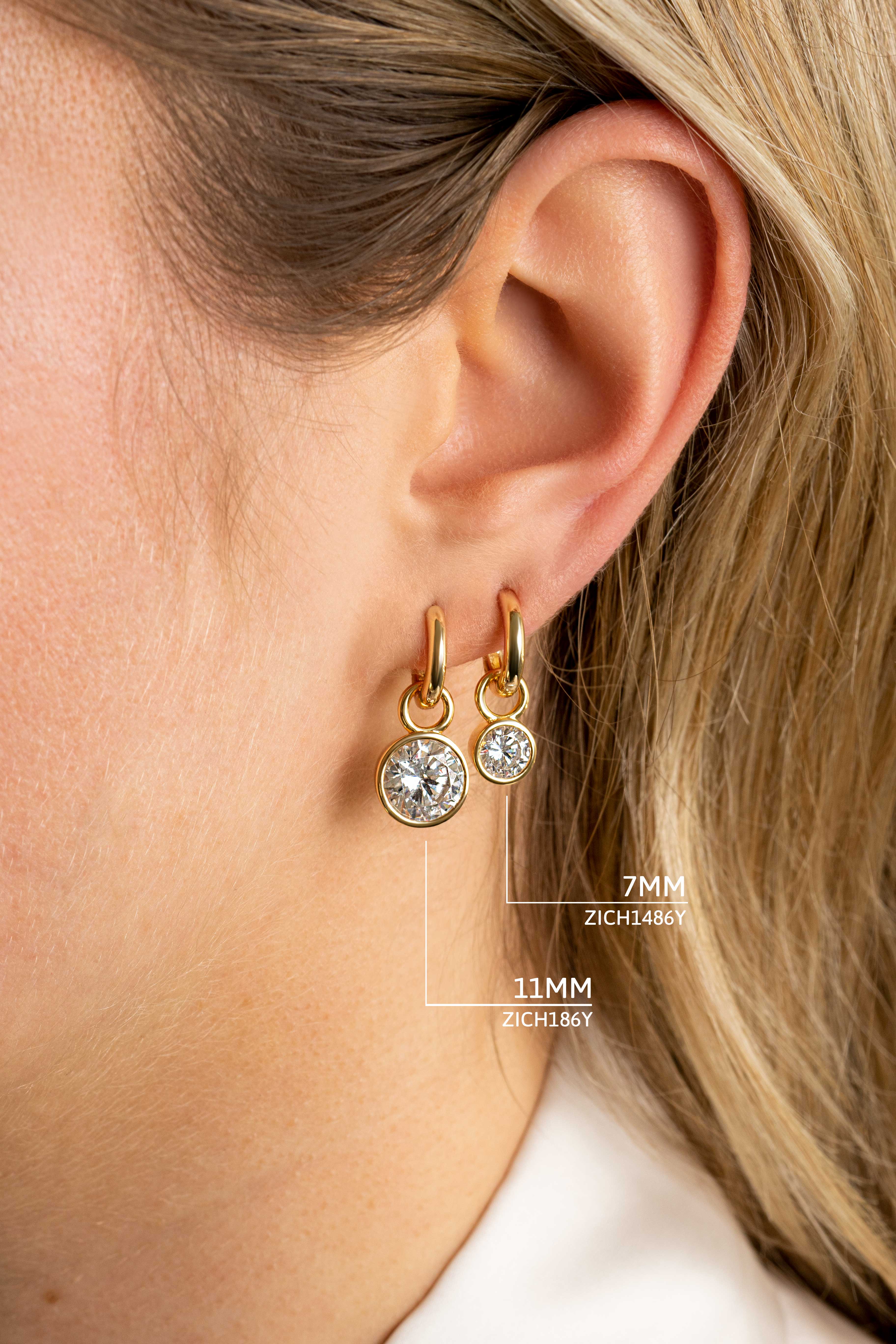 ZINZI Gold Plated Sterling Silver Earrings Pendants White ZICH186Y (excl. hoop earrings)
