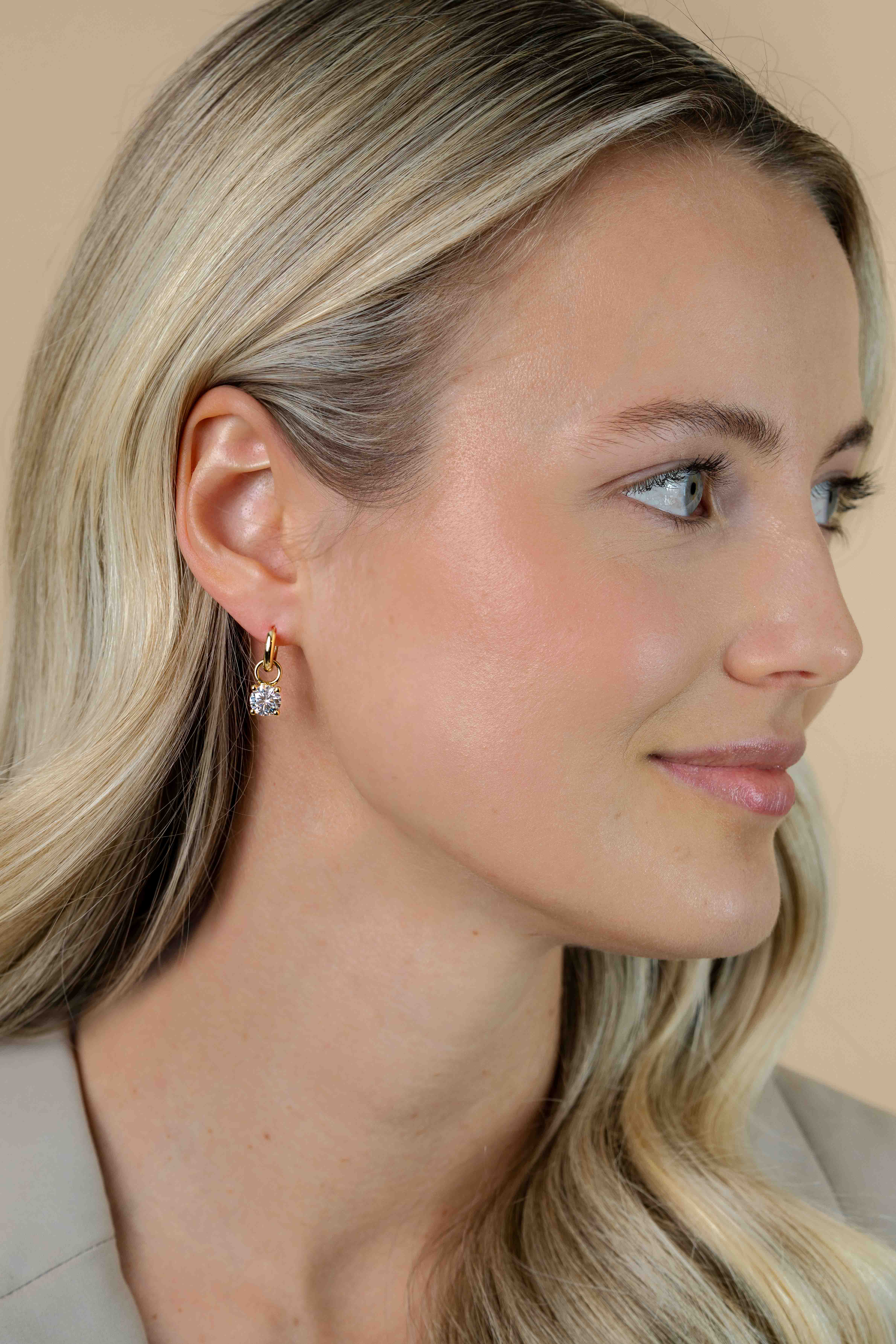 ZINZI Gold Plated Sterling Silver Earrings Pendants Round White ZICH1300Y (excl. hoop earrings)