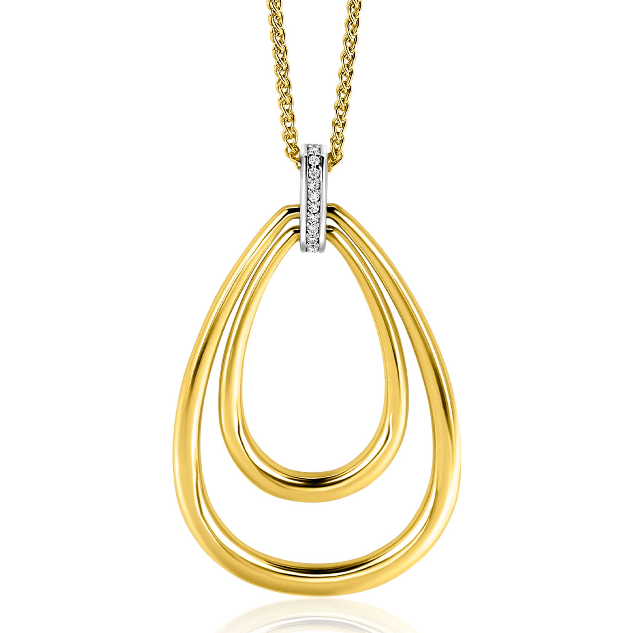 ZINZI Gold Plated Sterling Silver Necklace with Luxurious Oval Pendant (45mm) 70cm ZIC2489Y