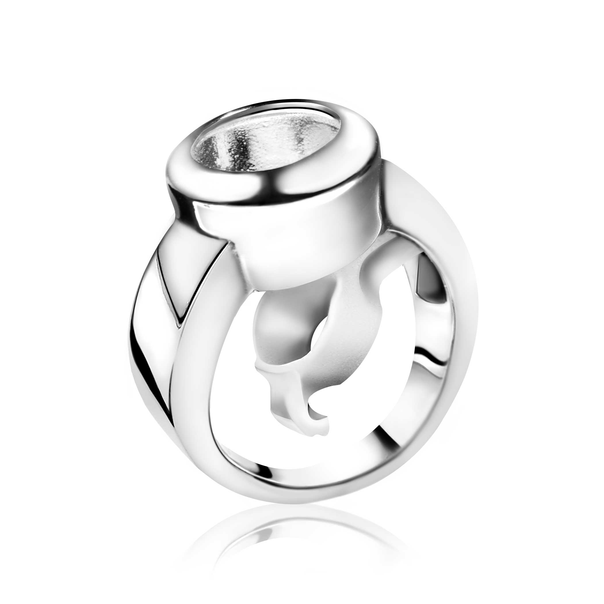 ZINZI Sterling Silver Exchangeable Ring Round White ZIR4