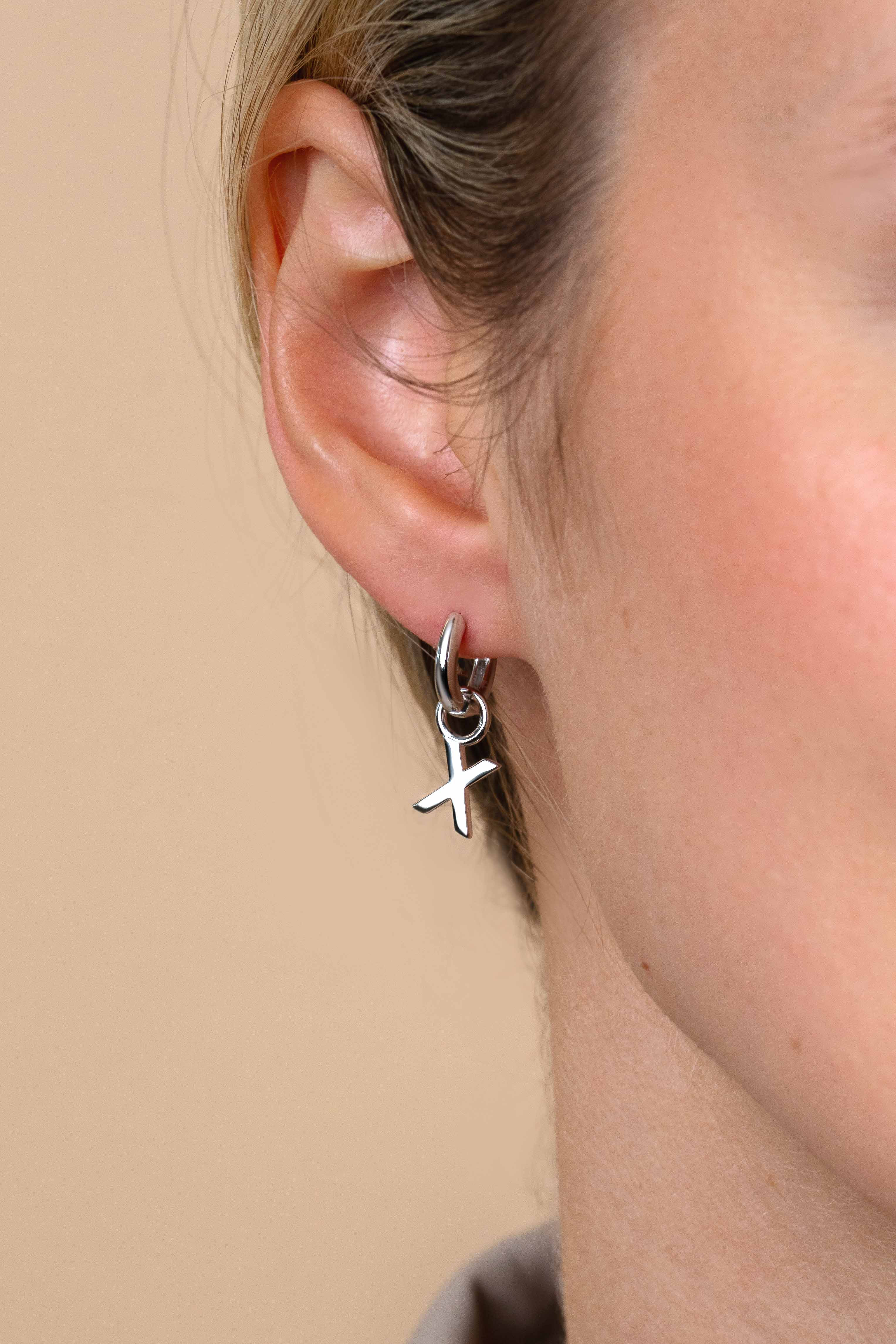 ZINZI Sterling Silver Letter Earrings Pendant X price per piece ZICH2144X (excl. hoop earrings)