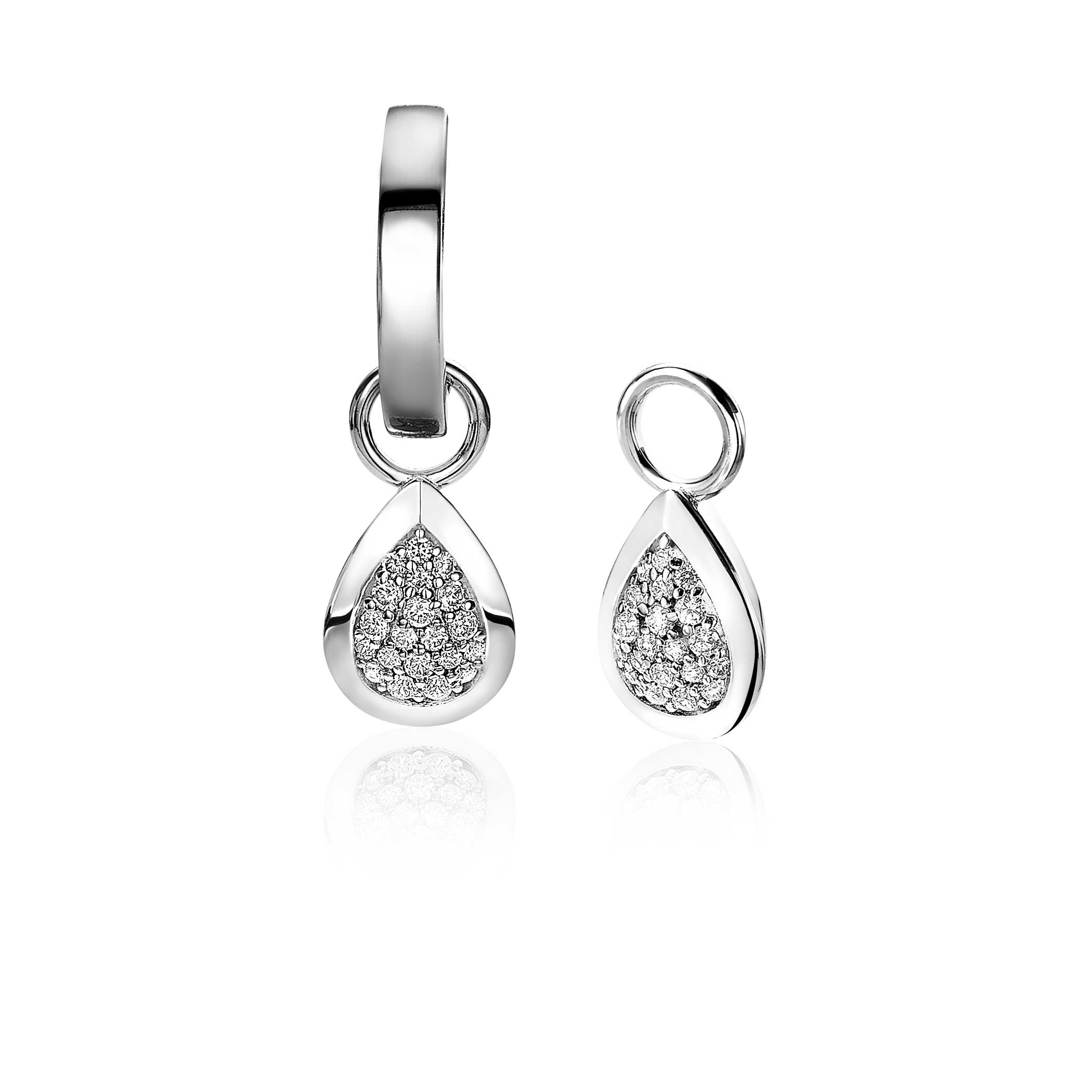 ZINZI Sterling Silver Earrings Pendants Drop White ZICH1768 (excl. hoop earrings)