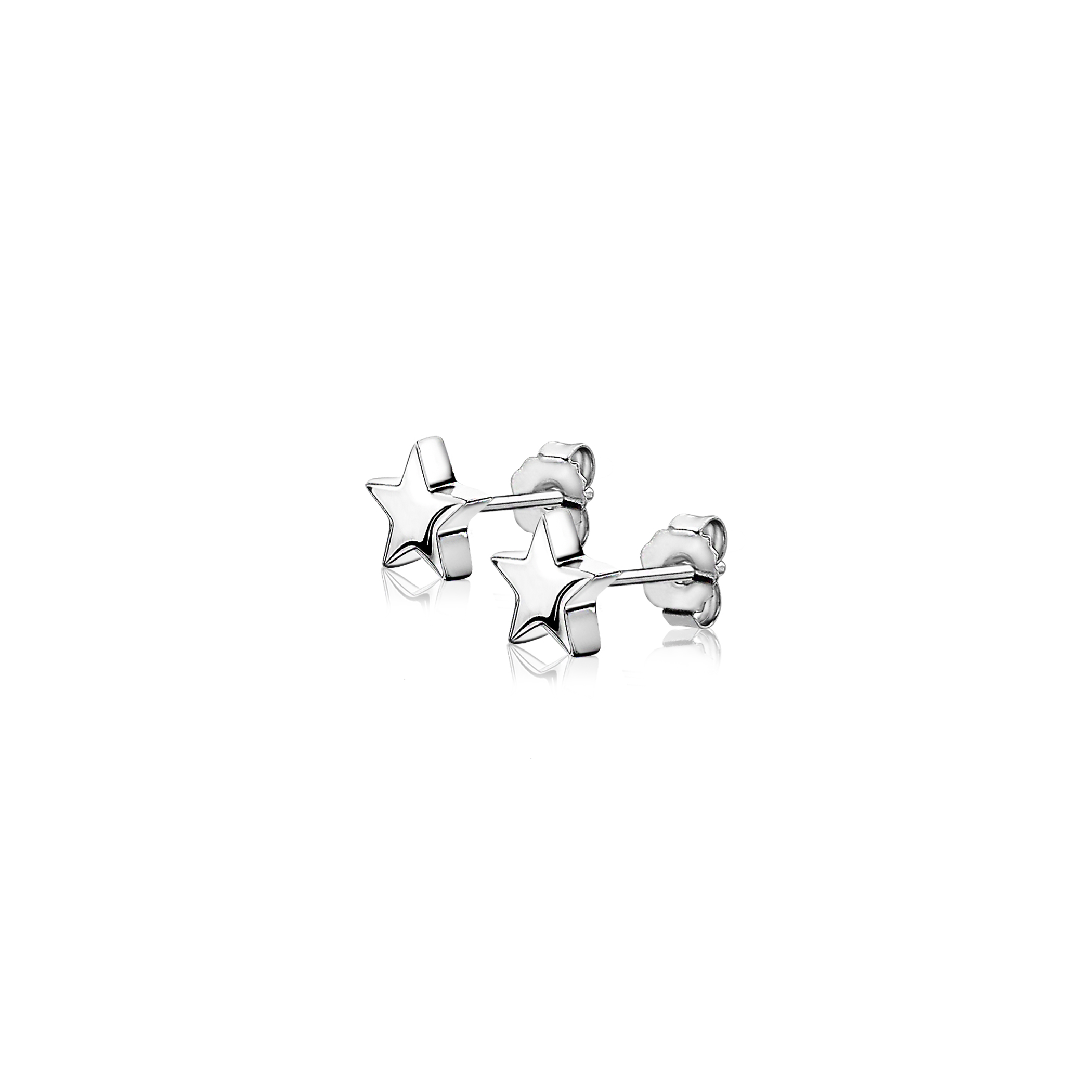 7mm ZINZI Sterling Silver Stud Earrings Shiny Star ZIO1377