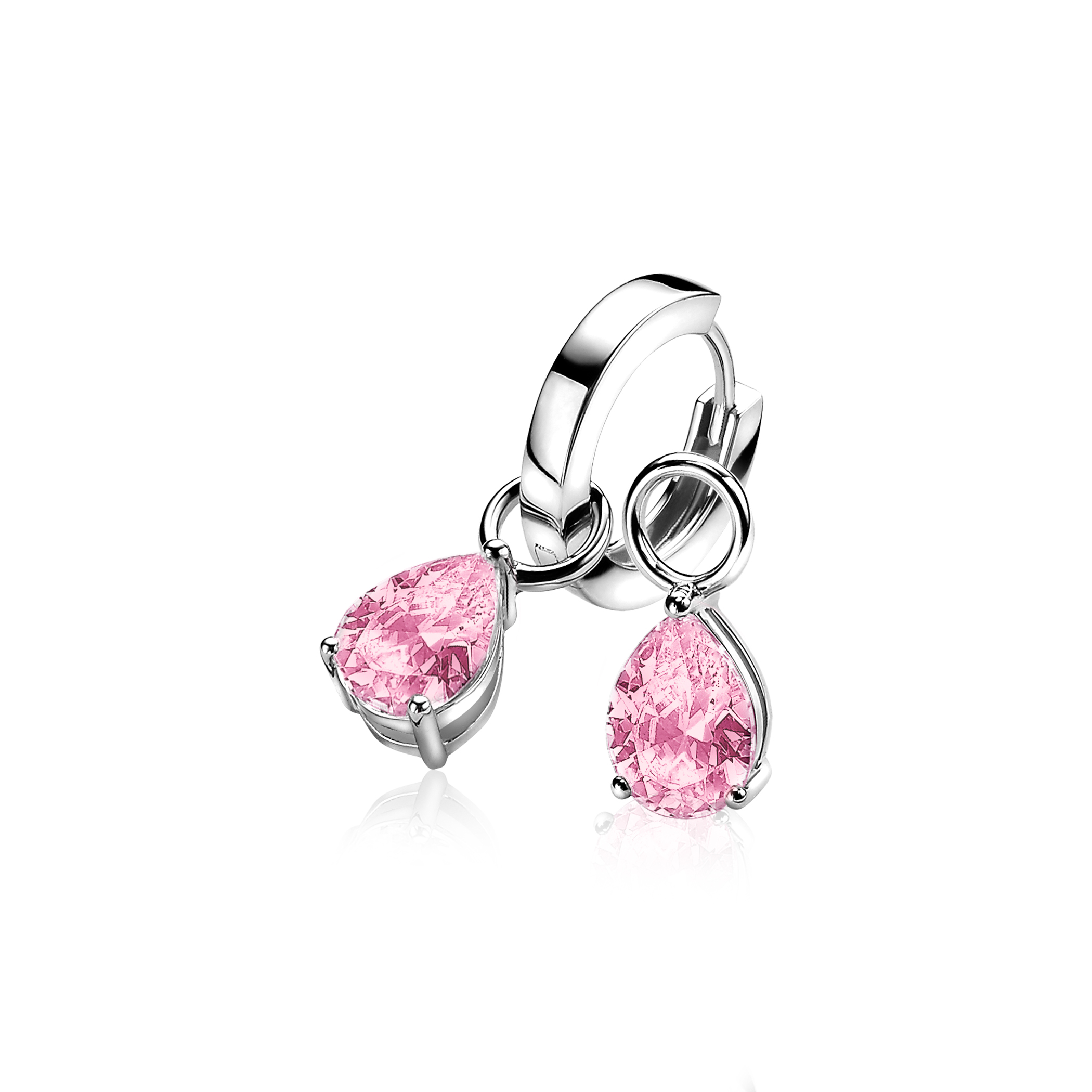 ZINZI Sterling Silver Earrings Pendants Drop Pink ZICH1302R (excl. hoop earrings)