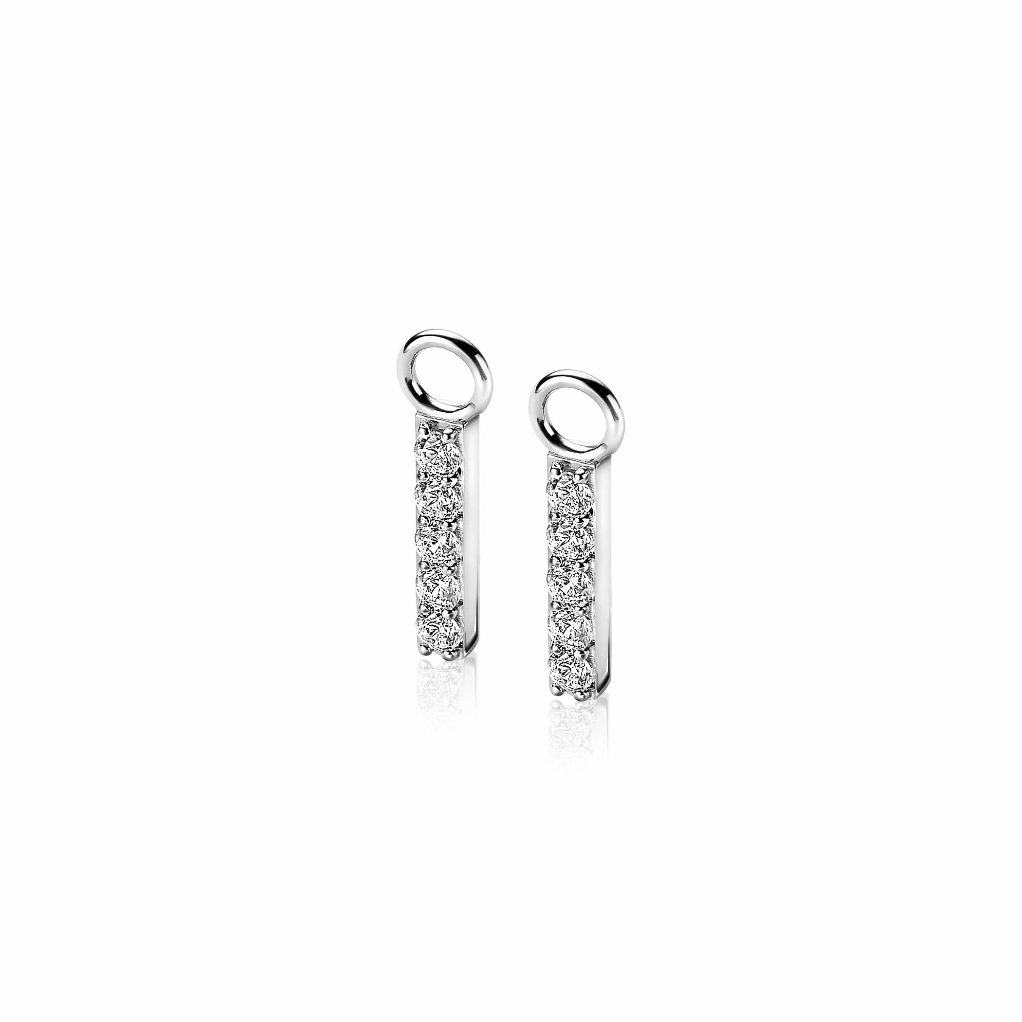 21,5mm ZINZI Sterling Silver Earrings Pendants Bar White Zirconias ZICH2142 (excl. hoop earrings)