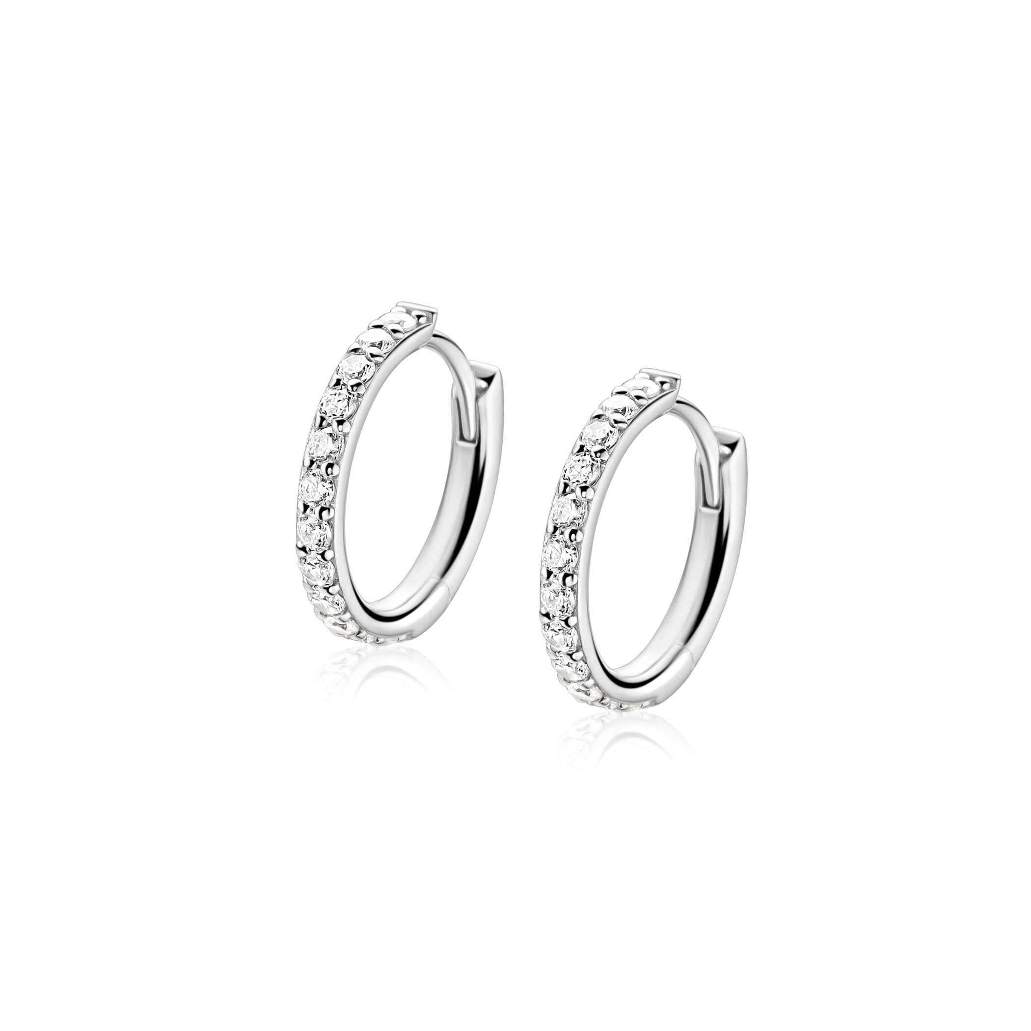 ZINZI zlv. oorringen met zirconia's 16x2mm