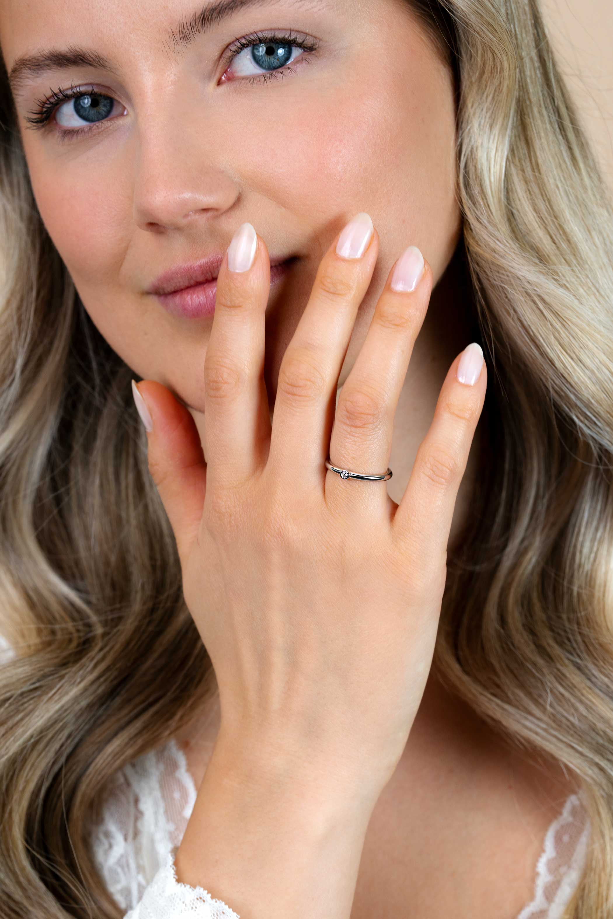 ZINZI Sterling Silver Stackable Ring White 3mm ZIR1673