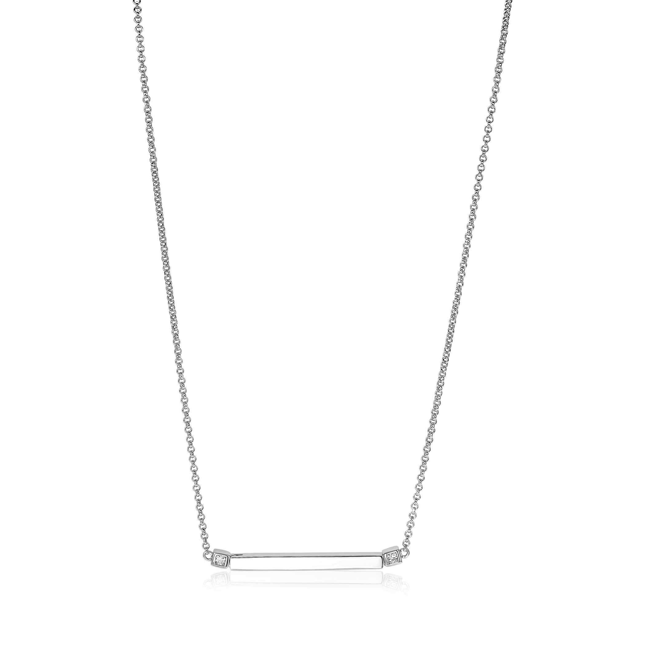 ZINZI Sterling Silver Necklace Bar White 42cm ZIC1817