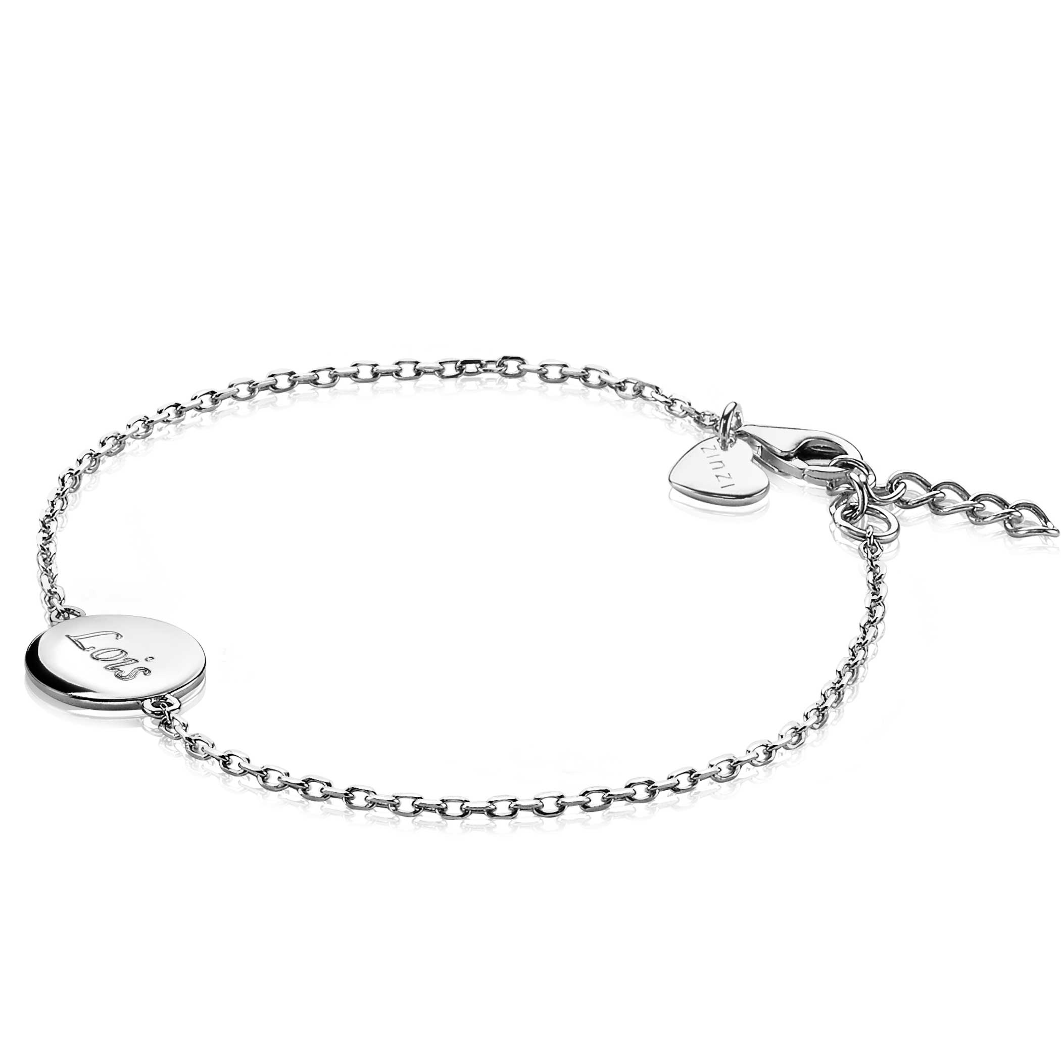 ZINZI Sterling Sterling Silver Bracelet with Round Plate 15mm for Engraving 17-20cm ZIA2345