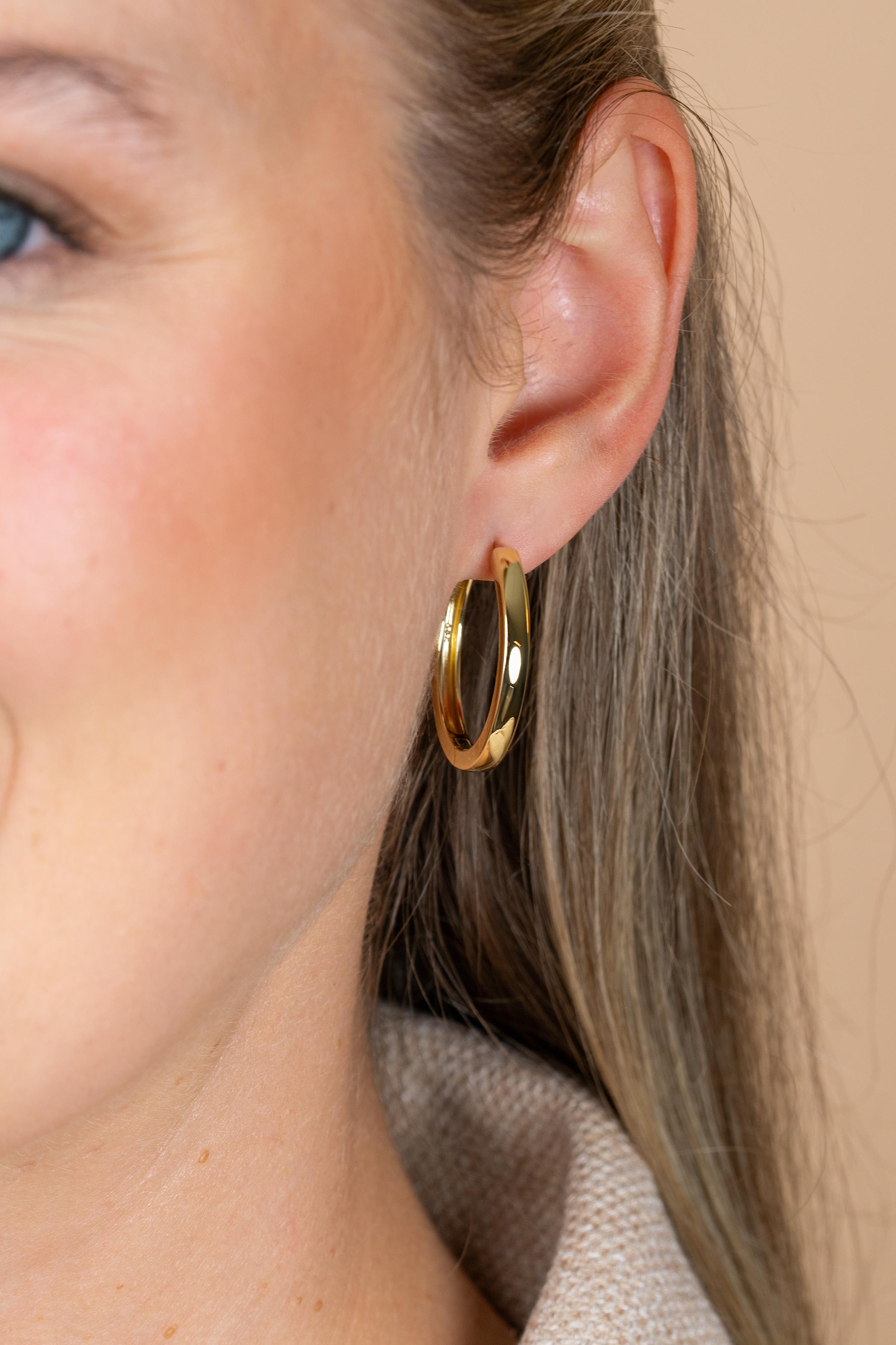 28mm ZINZI Gold Plated Sterling Silver Hoop Earrings width 3mm ZIO193G