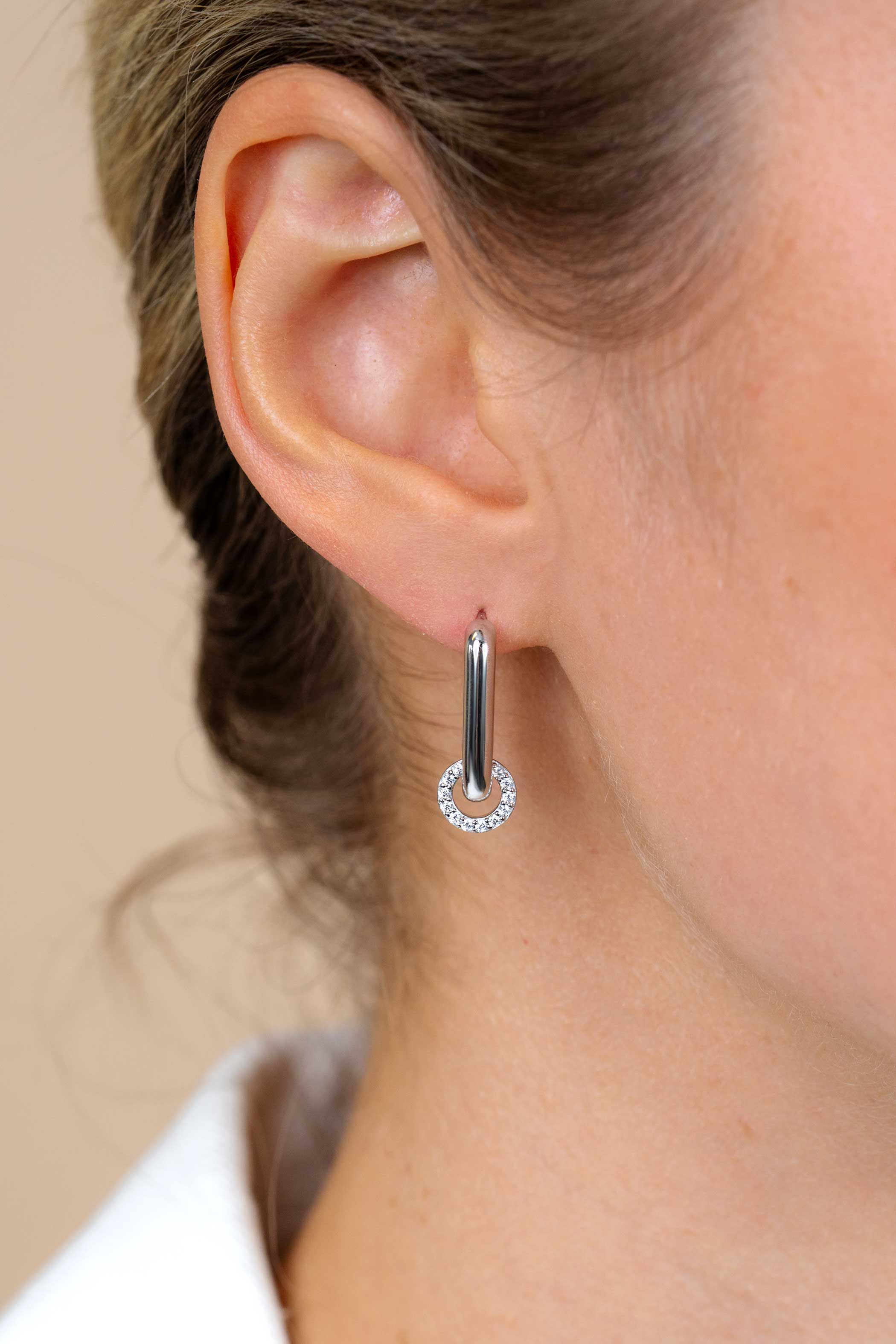 18mm ZINZI Sterling Silver Hoop Earrings Rectangular 18x3mm ZIO2222