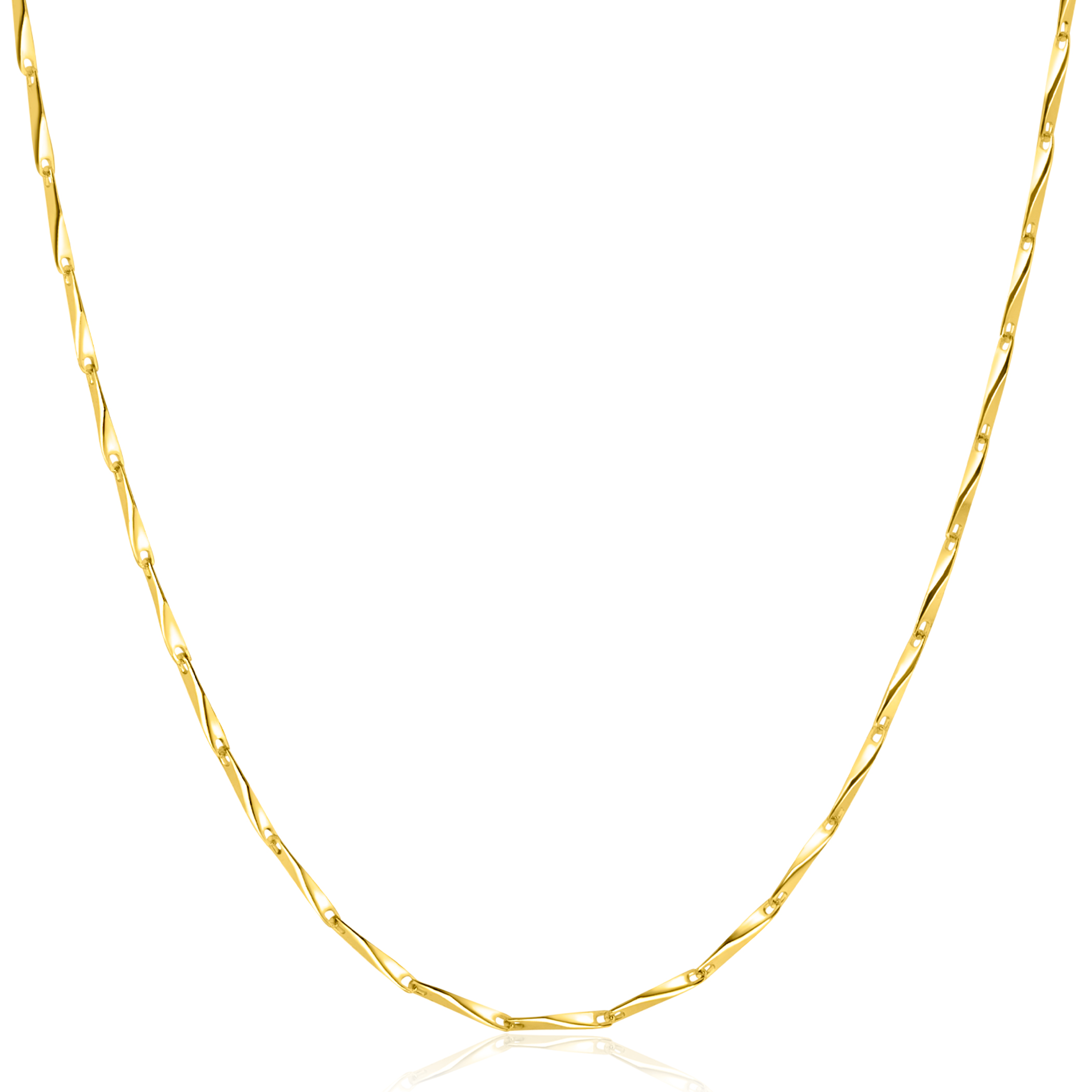 ZINZI Gold Plated Sterling Silver Chain Necklace with Shiny Arrow-shaped Chains width 1,5mm 42-45cm ZIC2414G