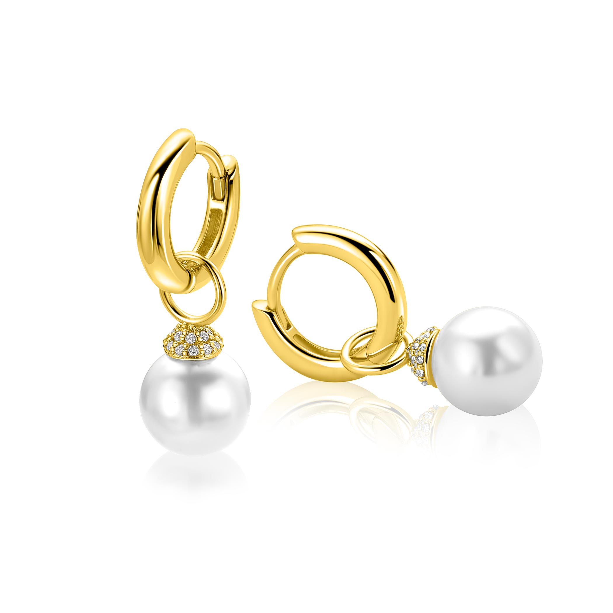 ZINZI zlv. oorbedels gg.verg.kapje zirc. parel 8mm