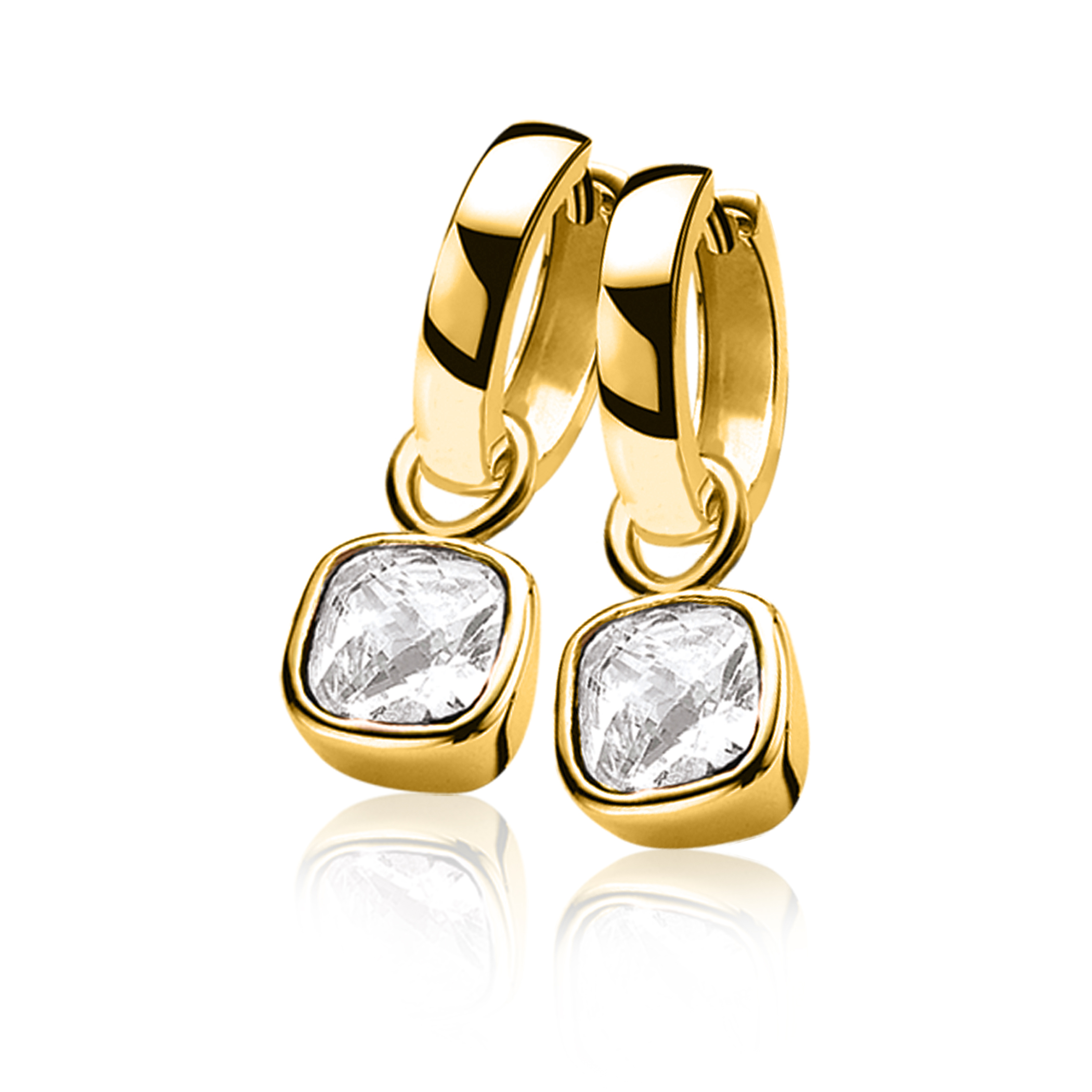 ZINZI Gold Plated Sterling Silver Earrings Pendants White ZICH190Y (excl. hoop earrings)