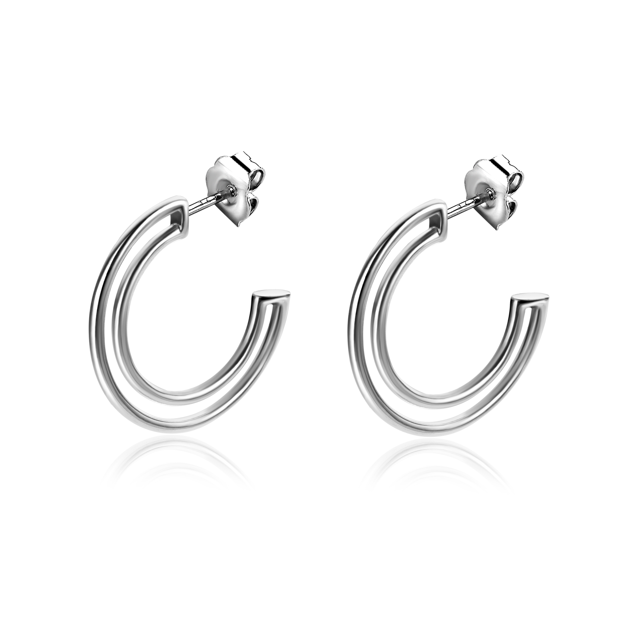 19mm ZINZI Sterling Silver Earrings Hoop with Double Tube 19x3mm ZIO2421