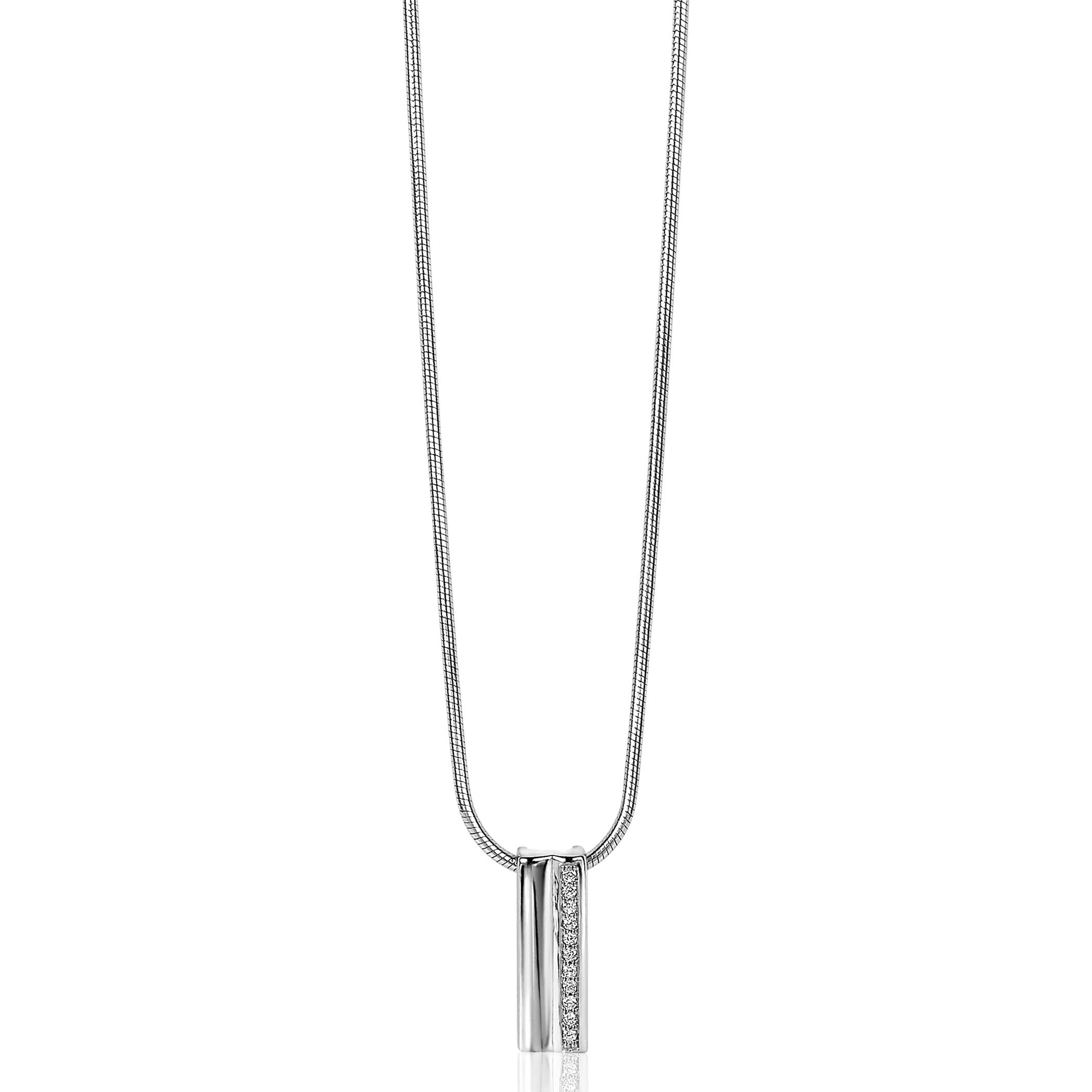 15mm ZINZI Sterling Silver Long Pendant White Zirconia ZIH2126 (excl. necklace)