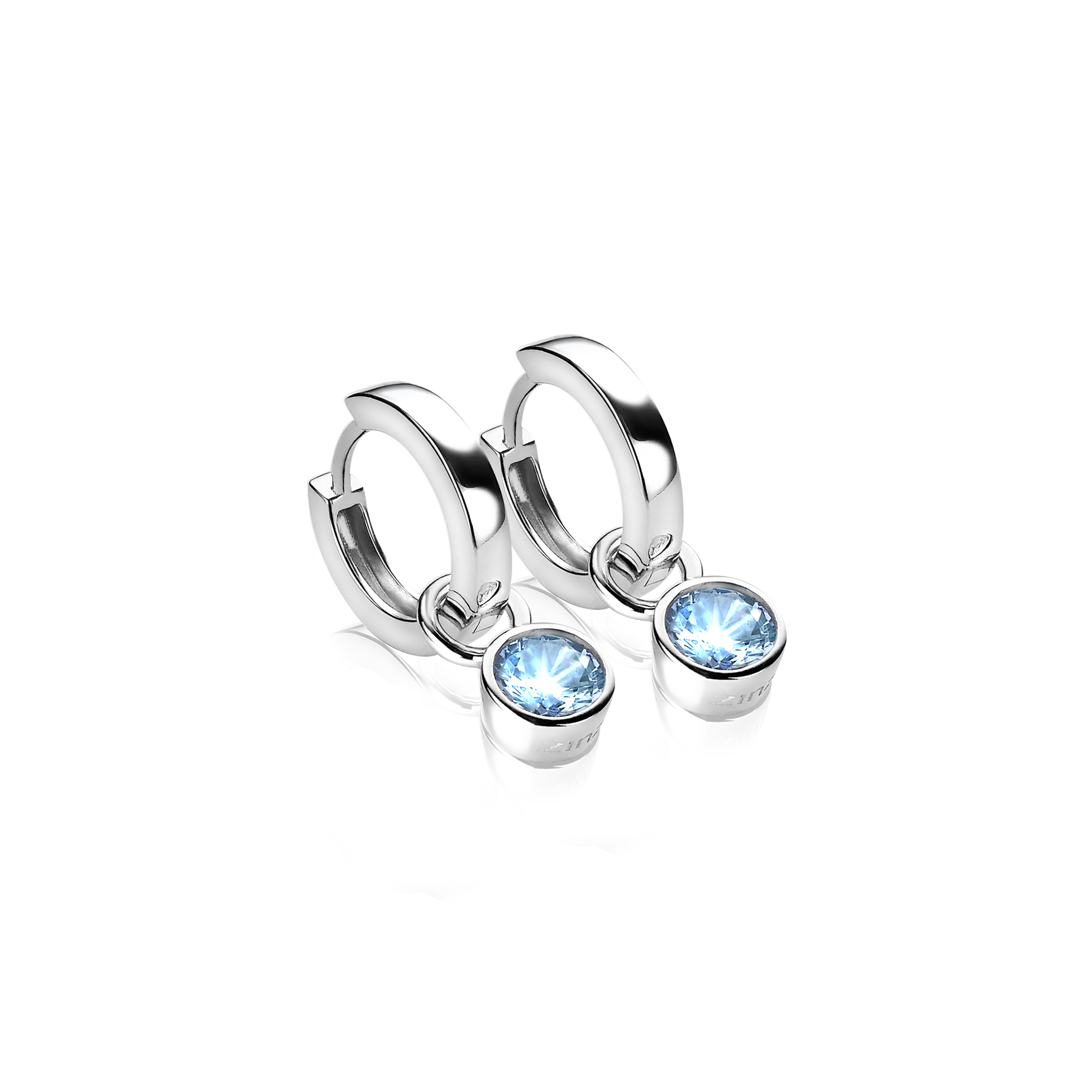 ZINZI Sterling Silver Earrings Pendants 7mm Round Light Blue ZICH1486B (excl. hoop earrings)