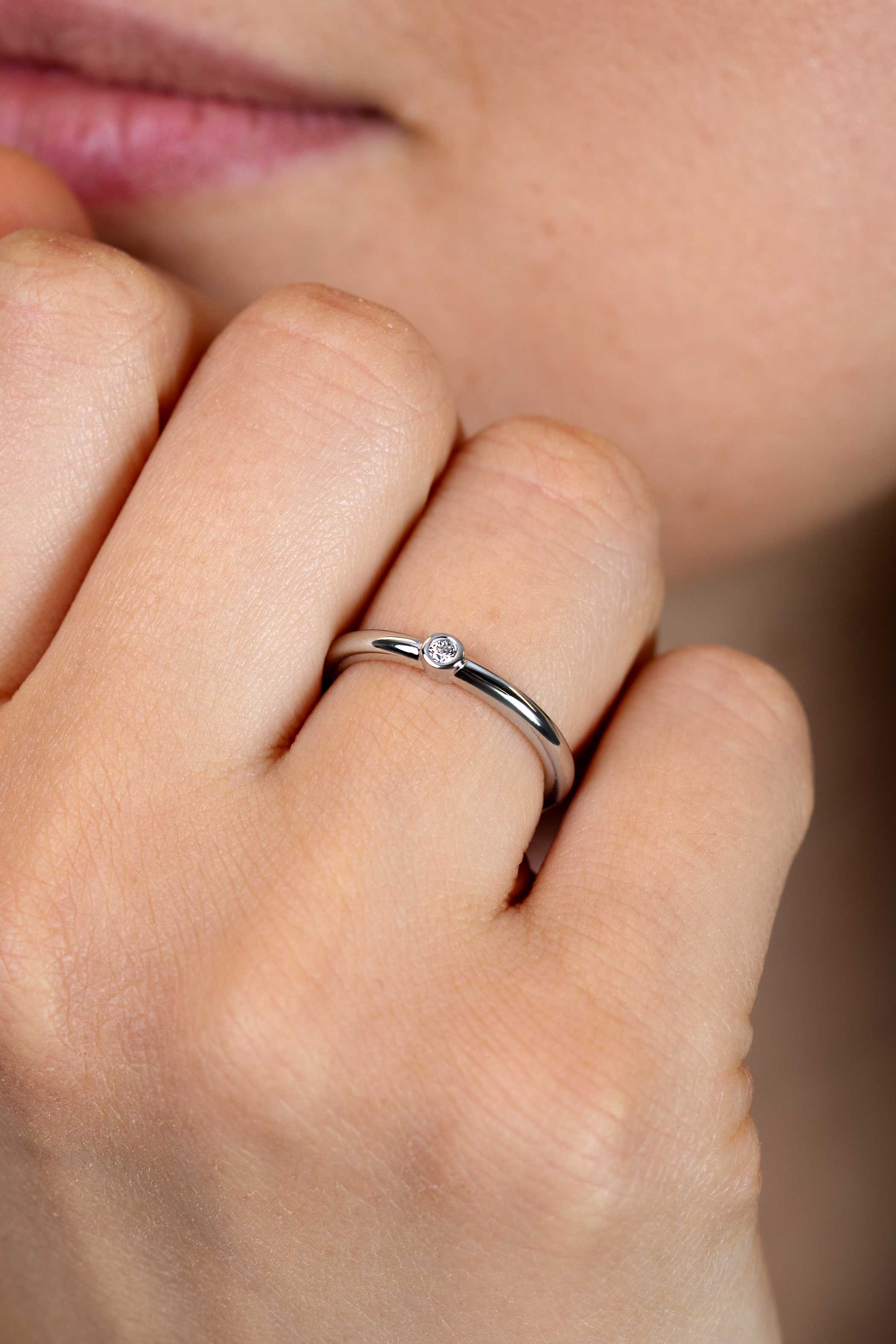 ZINZI Sterling Silver Stackable Ring White 3mm ZIR1673