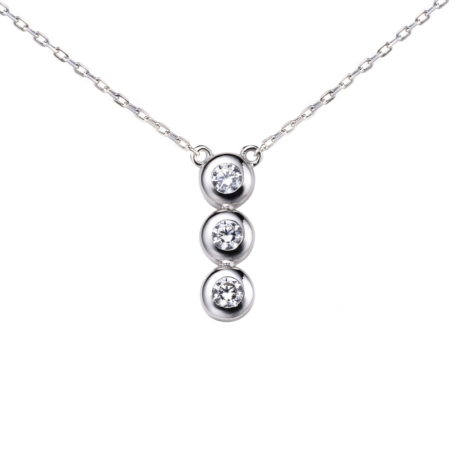 ZINZI Sterling Silver Necklace Pendant Round with White Zirconias 45cm ZIC1443