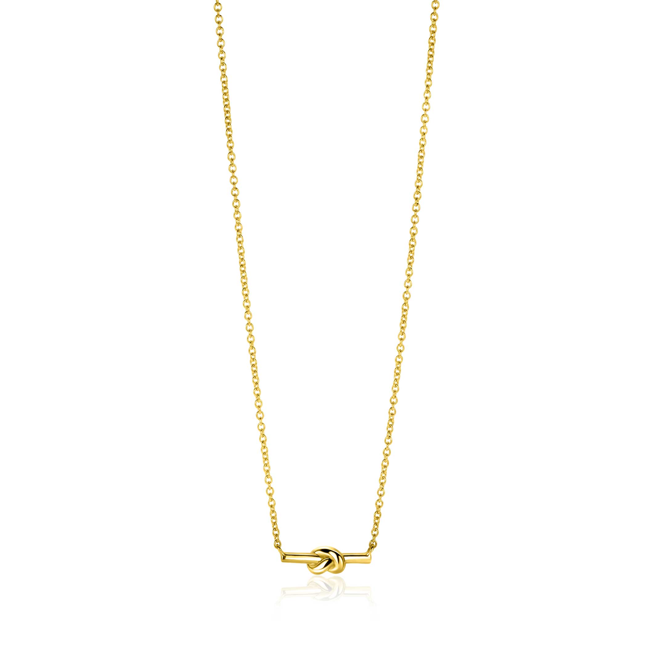 ZINZI gold-plated silver link necklace with bar and trendy knot, 45-48cm, ZIC-BF115G
