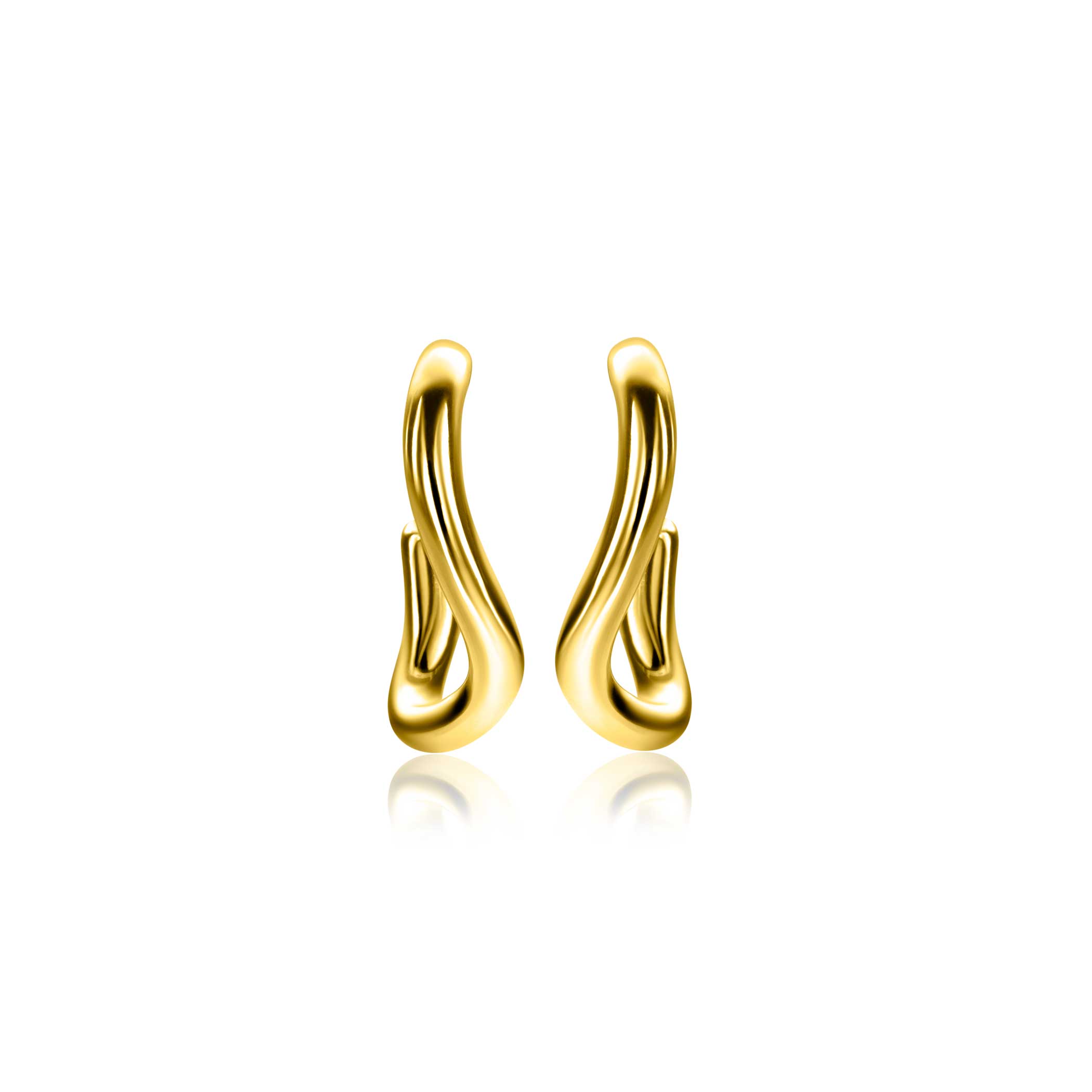 16mm ZINZI gold plated silver smooth organic-shaped stud earrings ZIO2656G