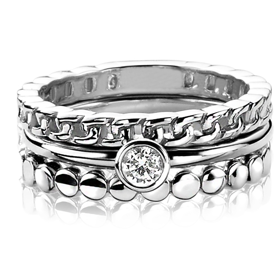 ZINZI Sterling Silver Stackable Ring White ZIR1177